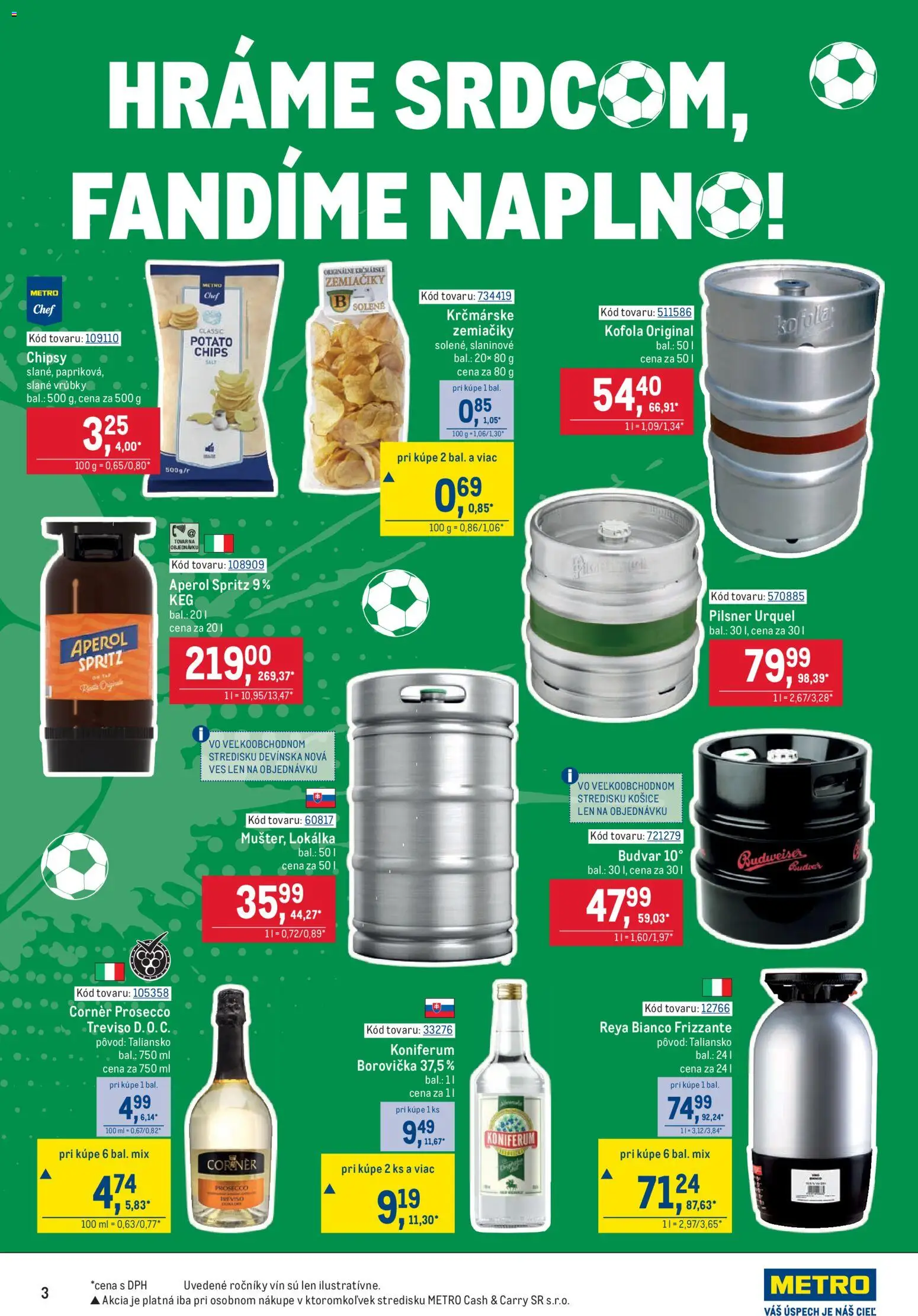 Nové Metro akcie – leták je platný od 17.06.2026 | Strana: 3 | Produkty: Prosecco, Borovička, Budvar, Aperol