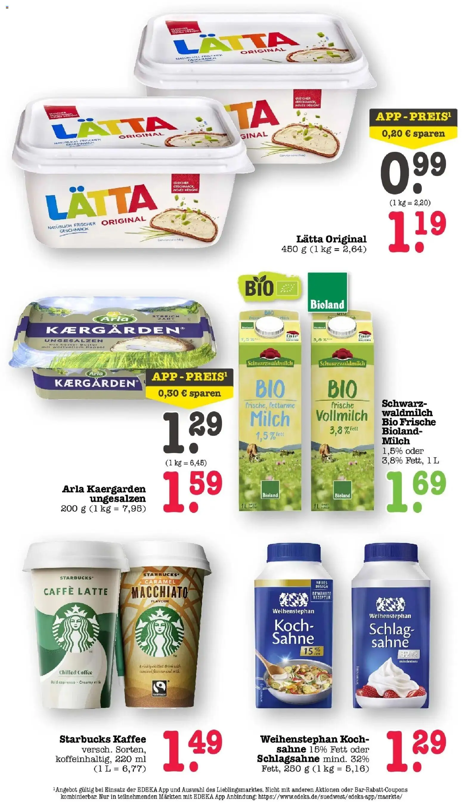 Edeka Prospekt Bühlertal (ab 10.08.2026) » Angebote Online | Seite: 26 | Produkte: Milch, Milch 1,5%, Lätta, Sahne