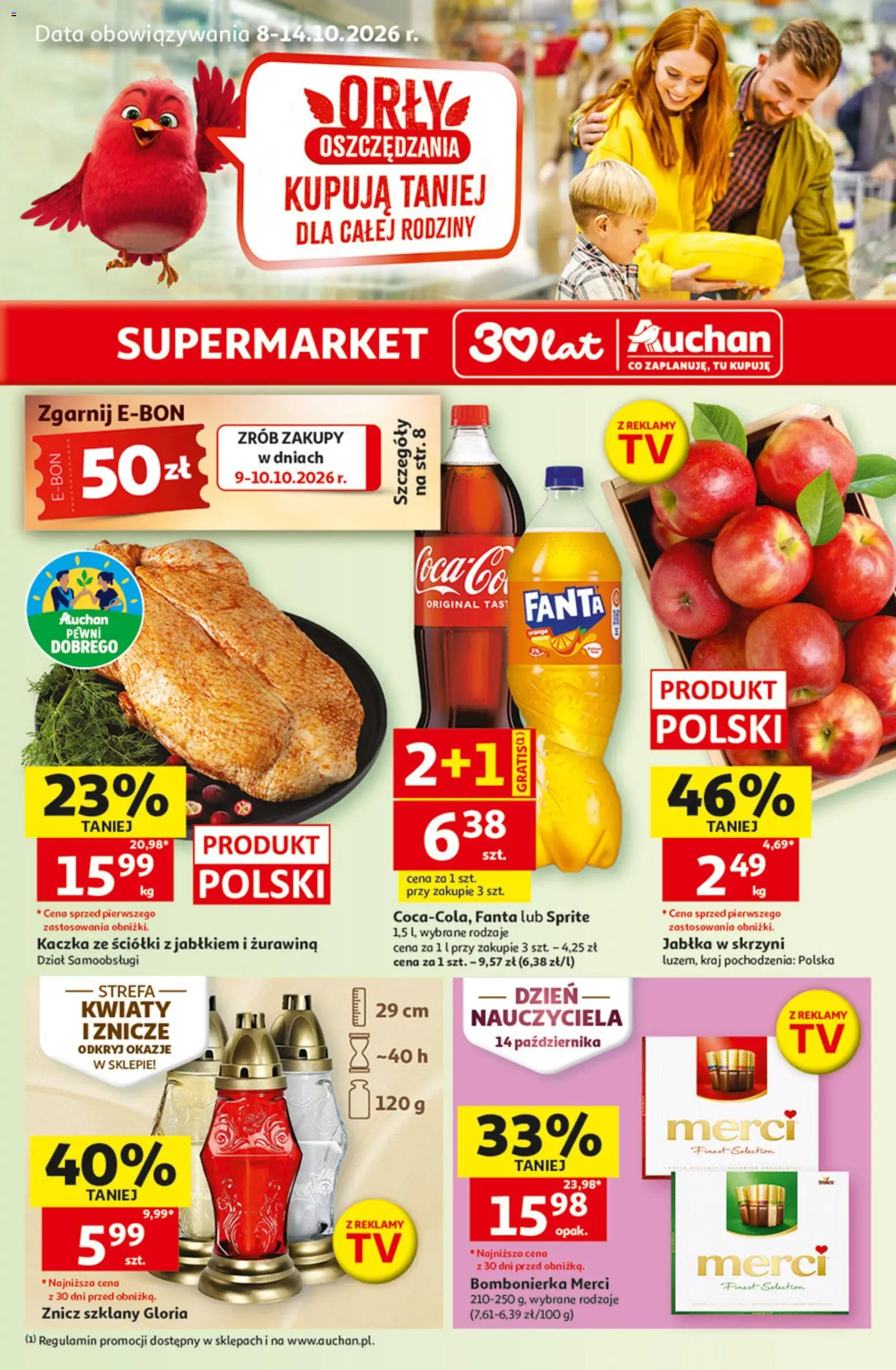 Auchan gazetka od 08.10.2026 | Strona: 1 | Produkty: Kaczka, Sprite, Fanta, Żurawina