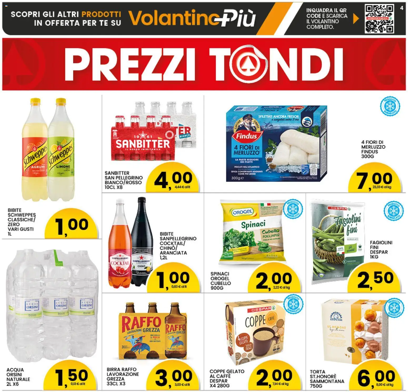 Volantino Interspar del 27.05.2026 | Pagina: 4 | Prodotti: Merluzzo, Acqua, Bibite, Torta