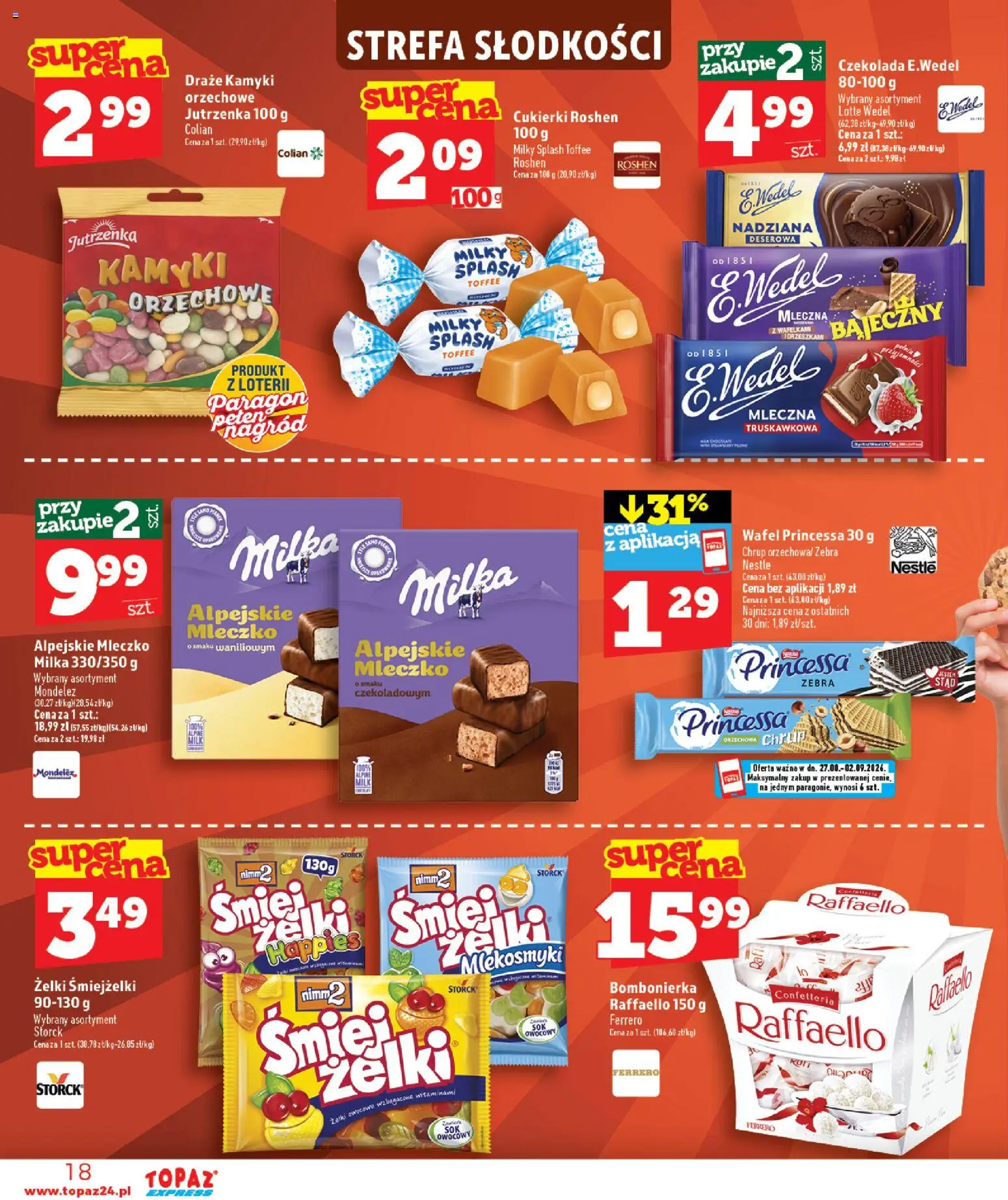 Topaz gazetka - Express od 27.08.2026 | Strona: 18 | Produkty: Cukierki roshen, Bombonierka, Czekolada, Cukierki