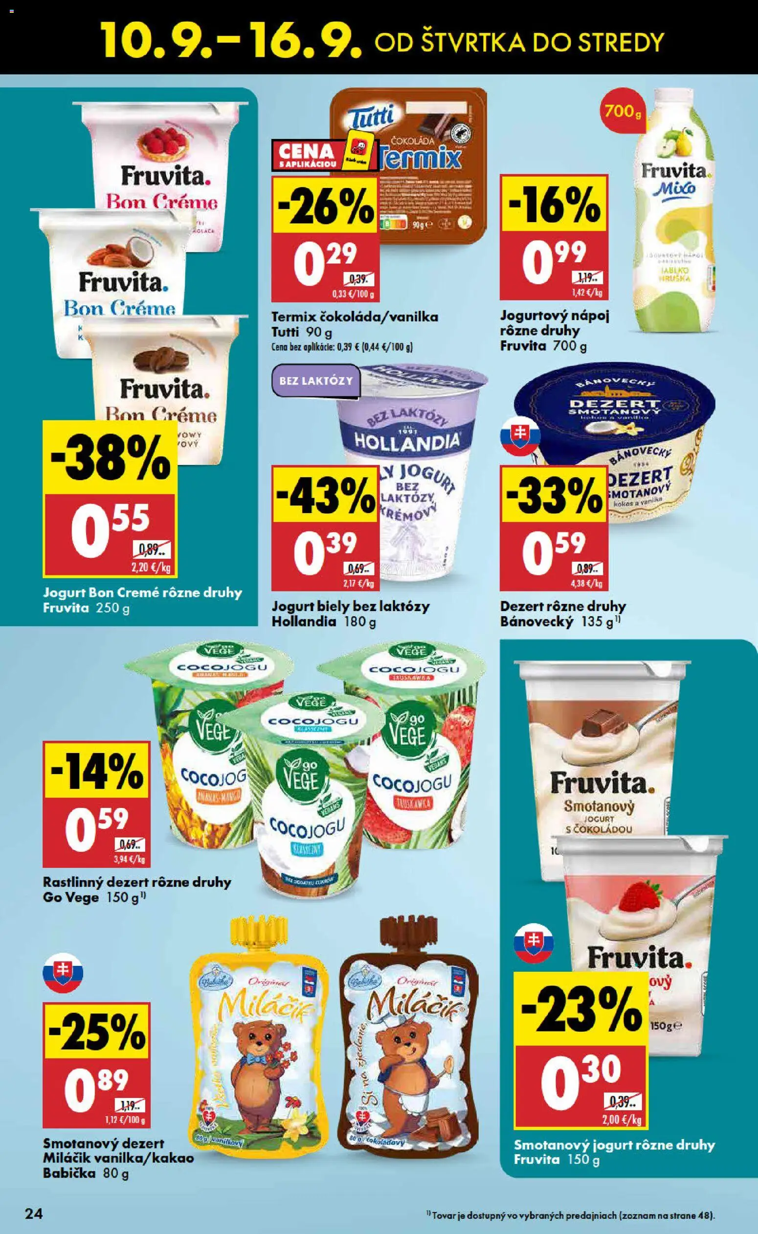 Nové Biedronka akcie – leták je platný od 10.09.2026 | Strana: 24 | Produkty: Čokoláda, Ananás, Smotanový jogurt, Dezert