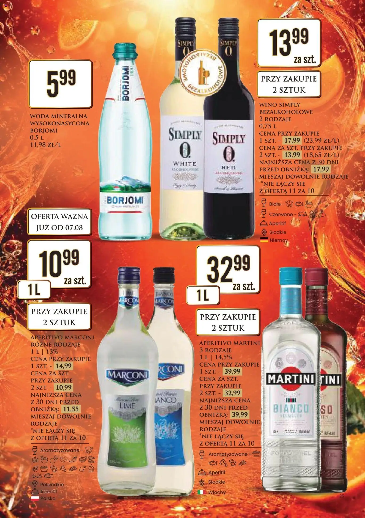 Dino gazetka alkoholowa od 07.08.2026 | Strona: 25 | Produkty: Martini, Woda mineralna, Wino, Woda