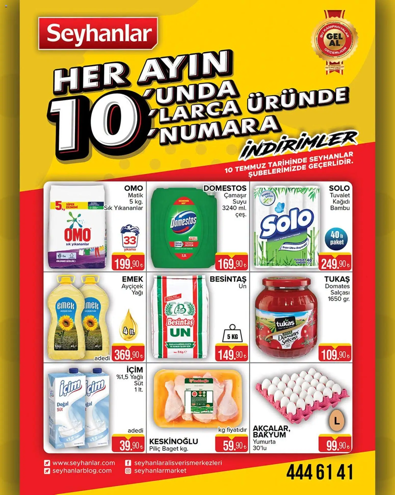 Seyhanlar Market Katalog - 10 Temmuz 2026 tarihinden itibaren geçerlidir | Sayfa: 1 | Ürünler: Tuvalet, Yumurta, Domates, Piliç