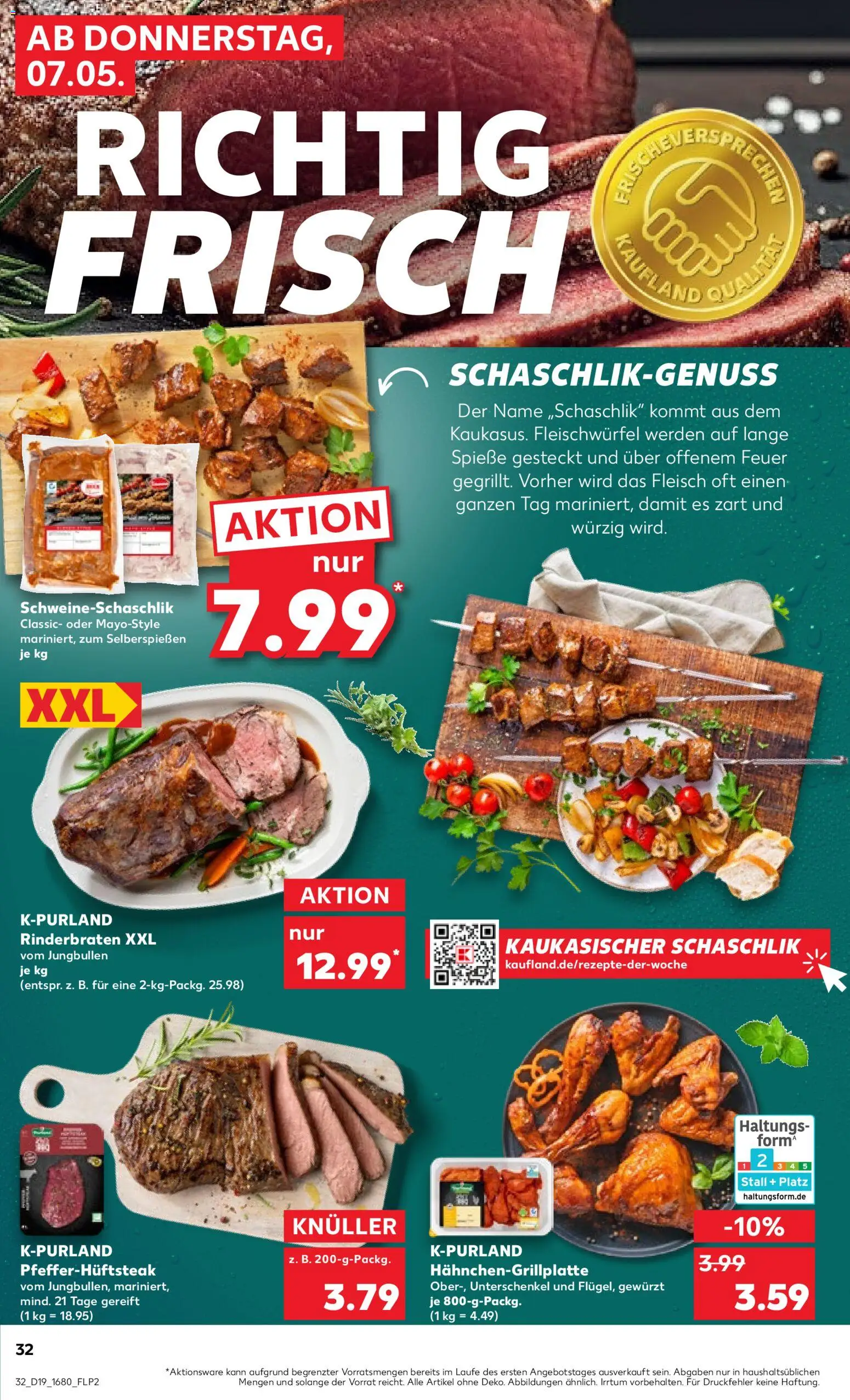 Kaufland Prospekt Stuttgart	 – gültig ab 07.05.2026 | Seite: 32 | Produkte: Grill, Spieße, Steak, Fleisch
