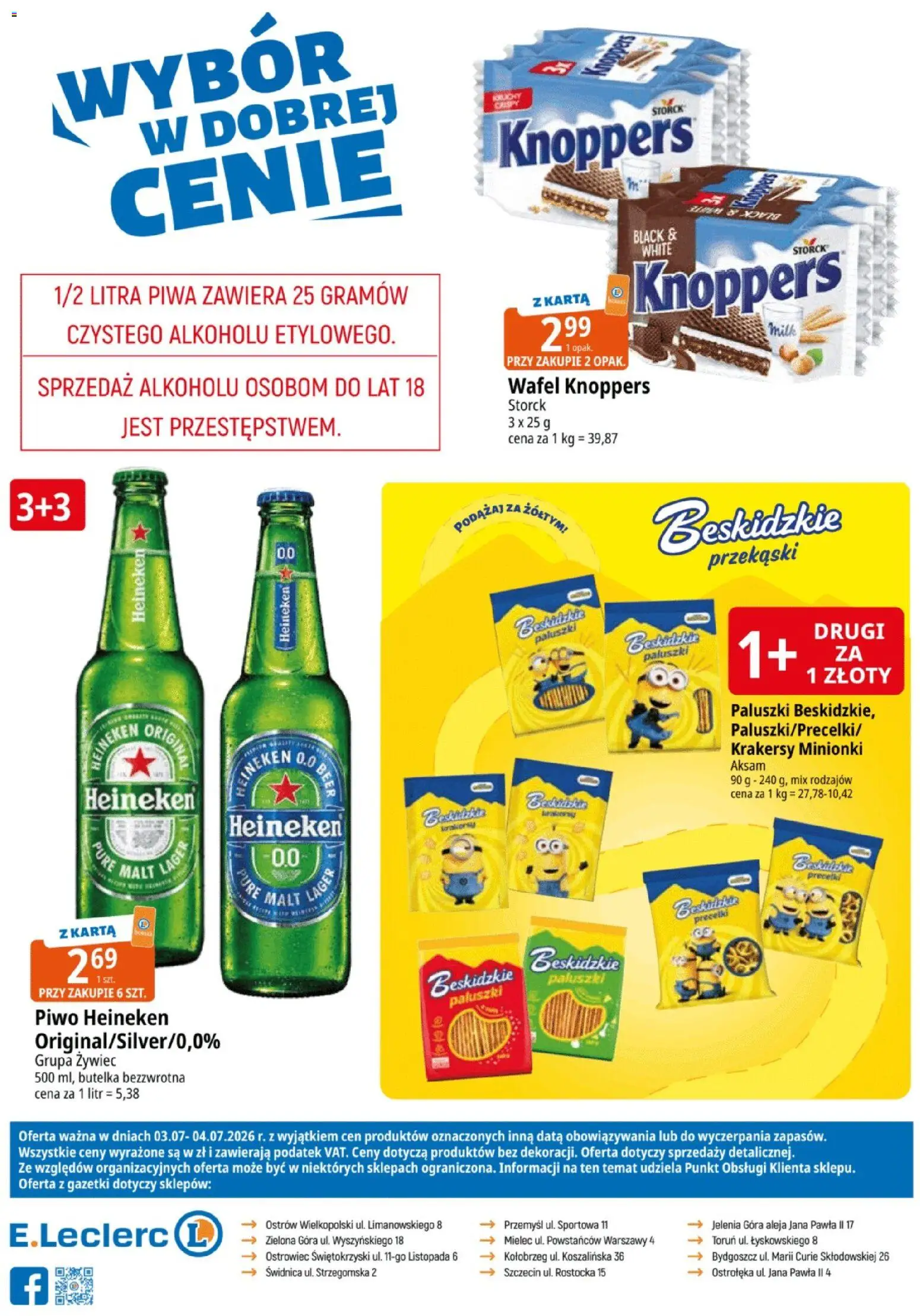 E.Leclerc gazetka od 03.07.2026 | Strona: 2 | Produkty: Karta, Paluszki, Krakersy, Heineken