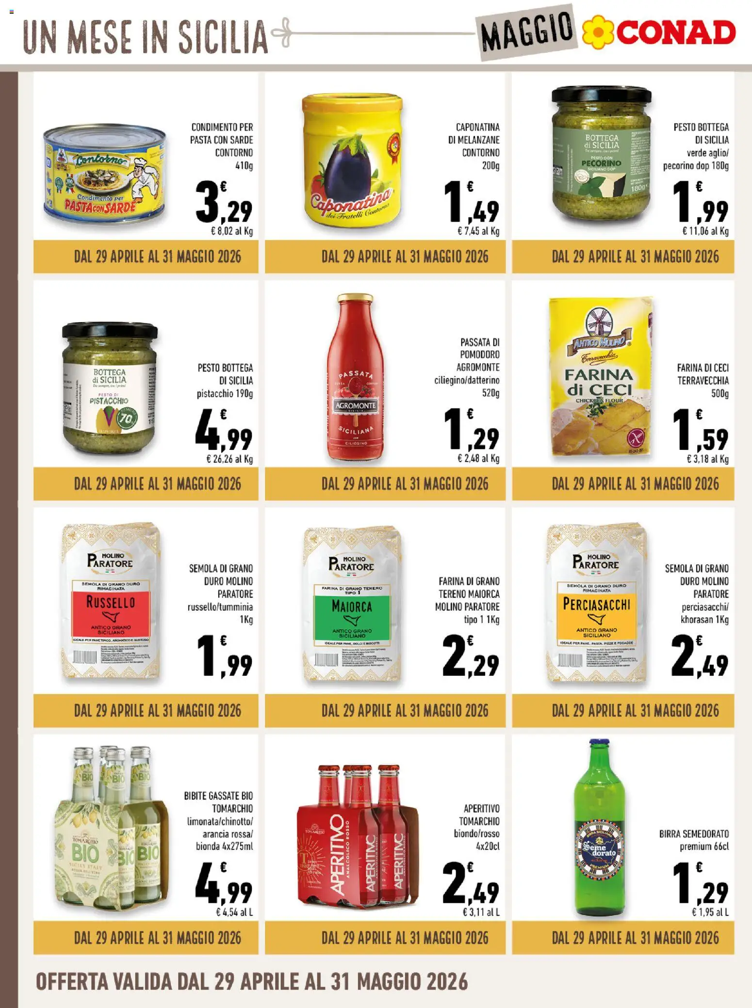 Volantino Conad del 29.04.2026 | Pagina: 10 | Prodotti: Pane, Birra, Pomodoro, Passata di pomodoro