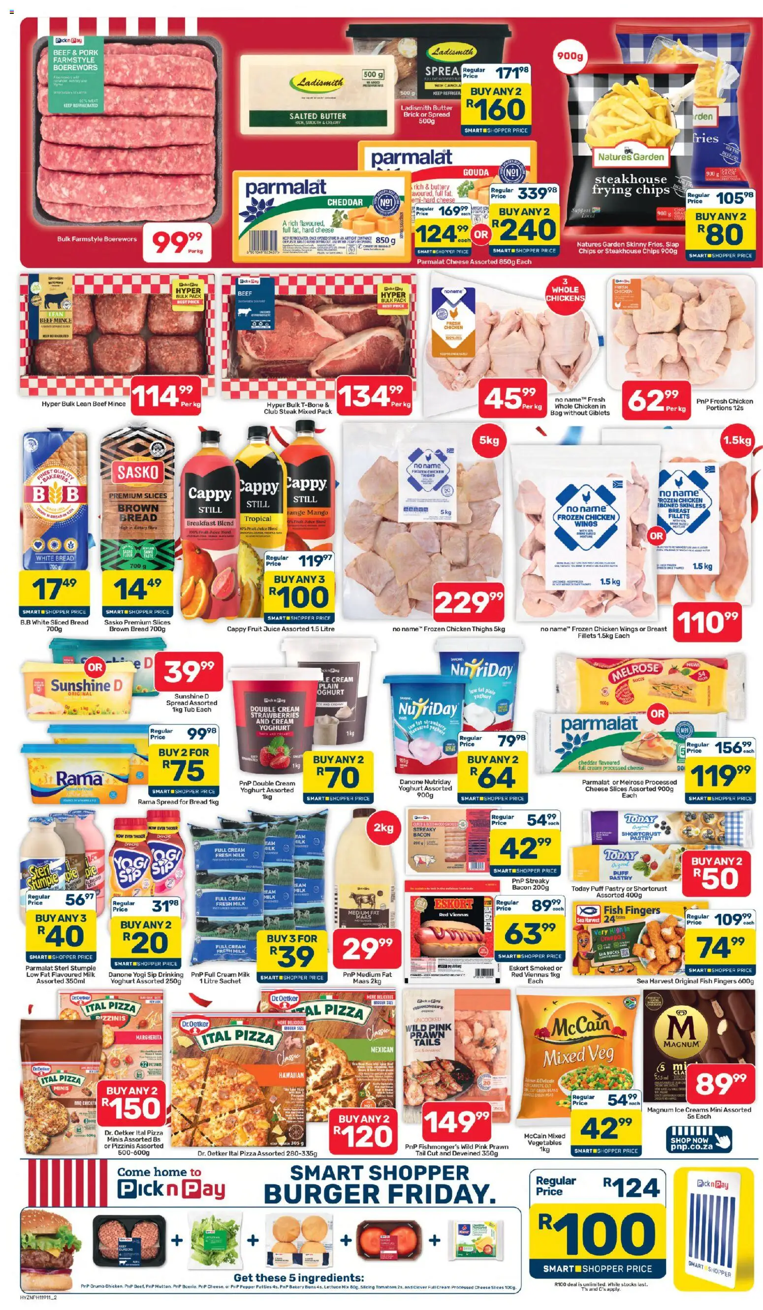 New Pick n Pay catalogue – valid from 24/07/2026 | Page: 2 | Products: Buns, Boerewors, Butter, Chicken