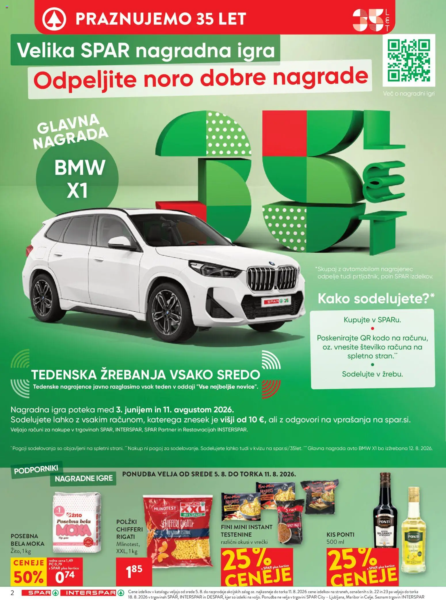 Novi Spar katalog ponudbe – veljaven od 05.08.2026 | Stran: 2 | Izdelki: Igra, Moka, Kis, Testenine