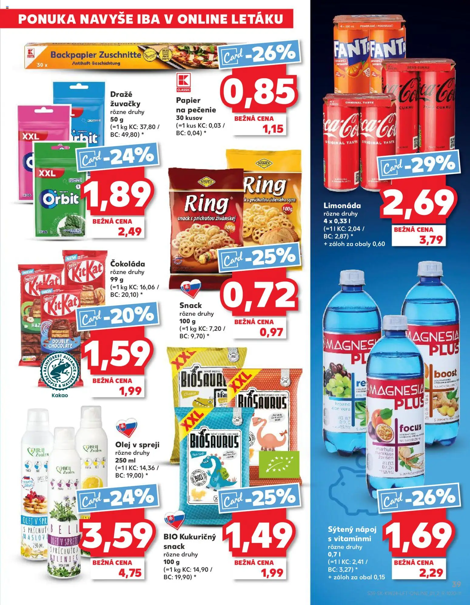 Nové Kaufland akcie – leták je platný od 11.06.2026 | Strana: 39 | Produkty: Olej, Čokoláda, Fanta, Kakao