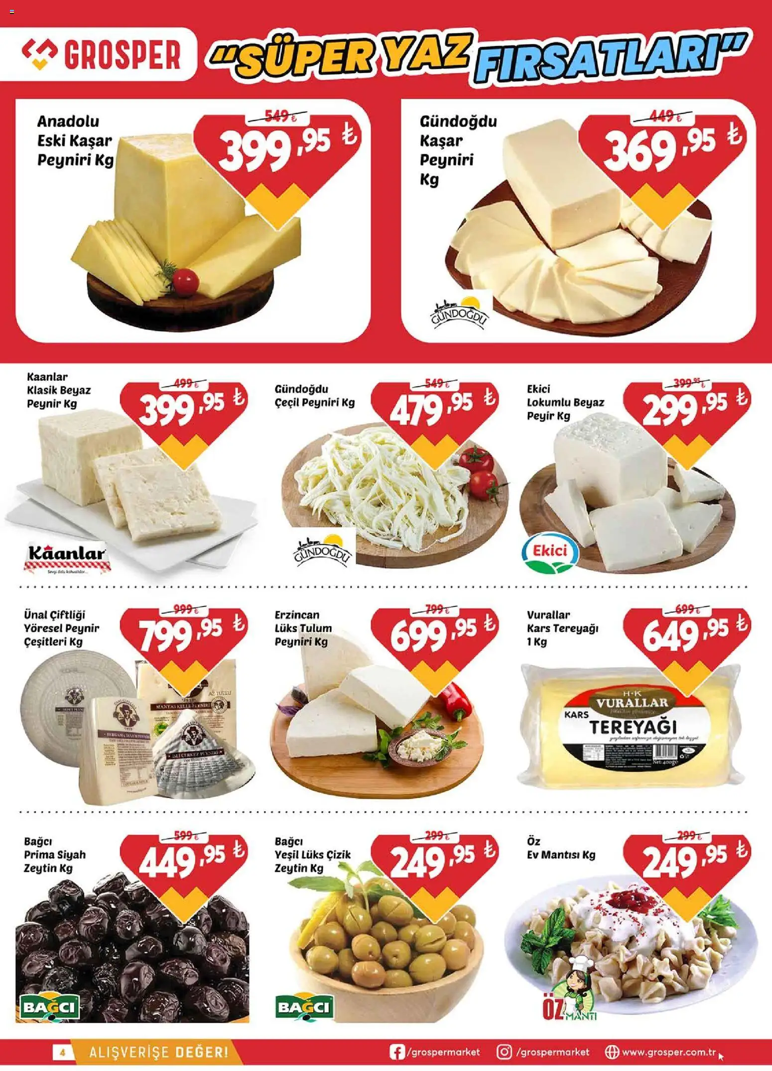 Grosper Katalog - 03.06.2026 tarihinden itibaren geçerlidir | Sayfa: 4 | Ürünler: Peynir, Ekici, Tulum, Zeytin