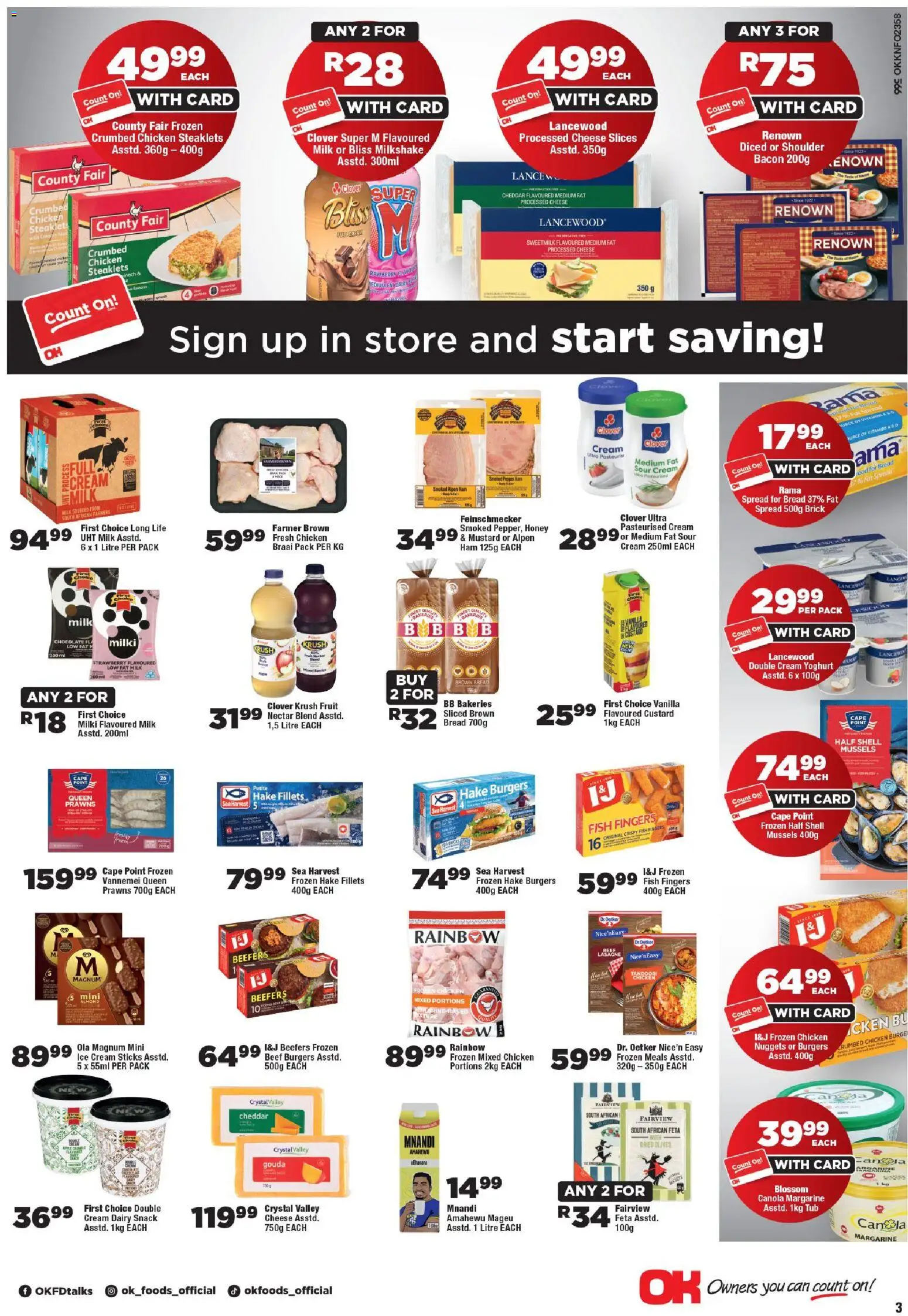 New OK Foods catalogue – valid from 10.06.2026 | Page: 3 | Products: Yoghurt, Bread, Chocolate, Burgers