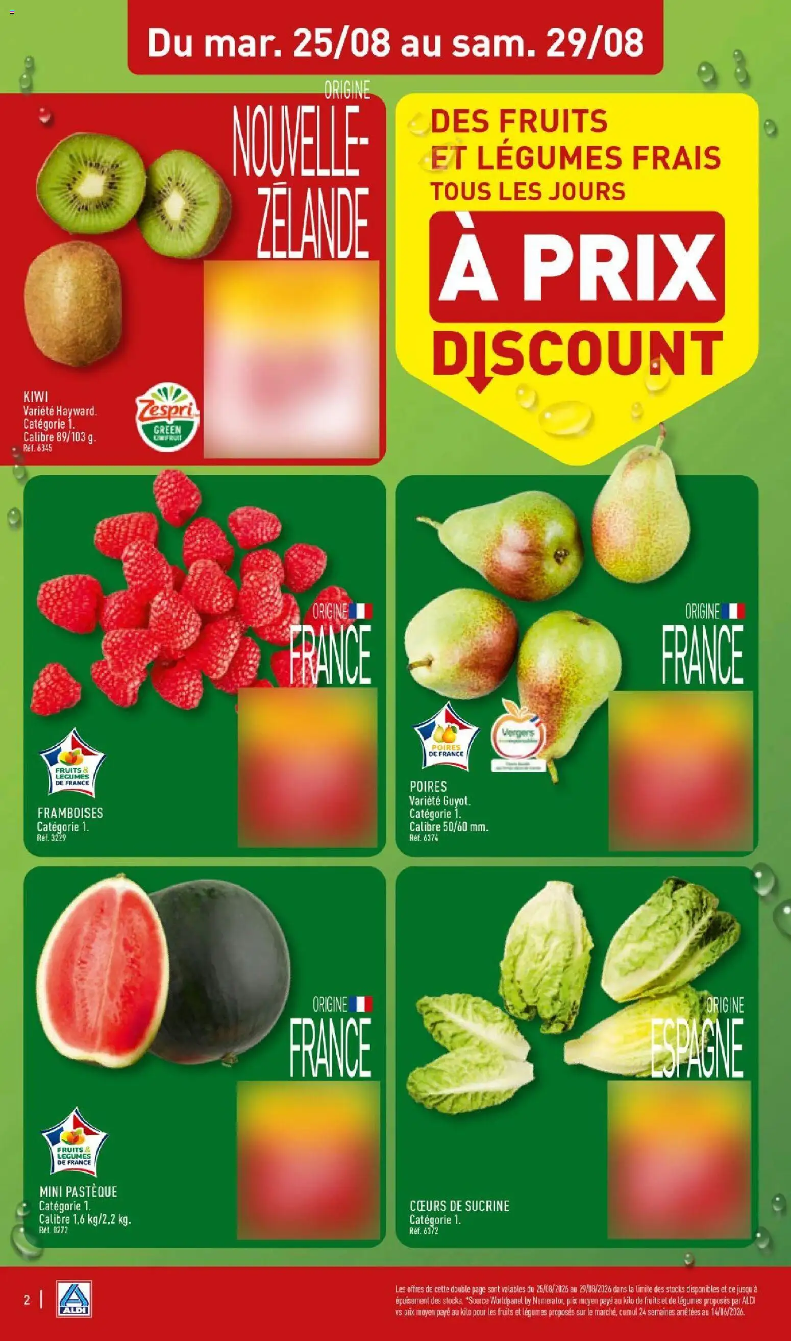 {H1} | Page: 4 | Produits: Pastèque, Framboises, Les fruits et légumes, Kiwi