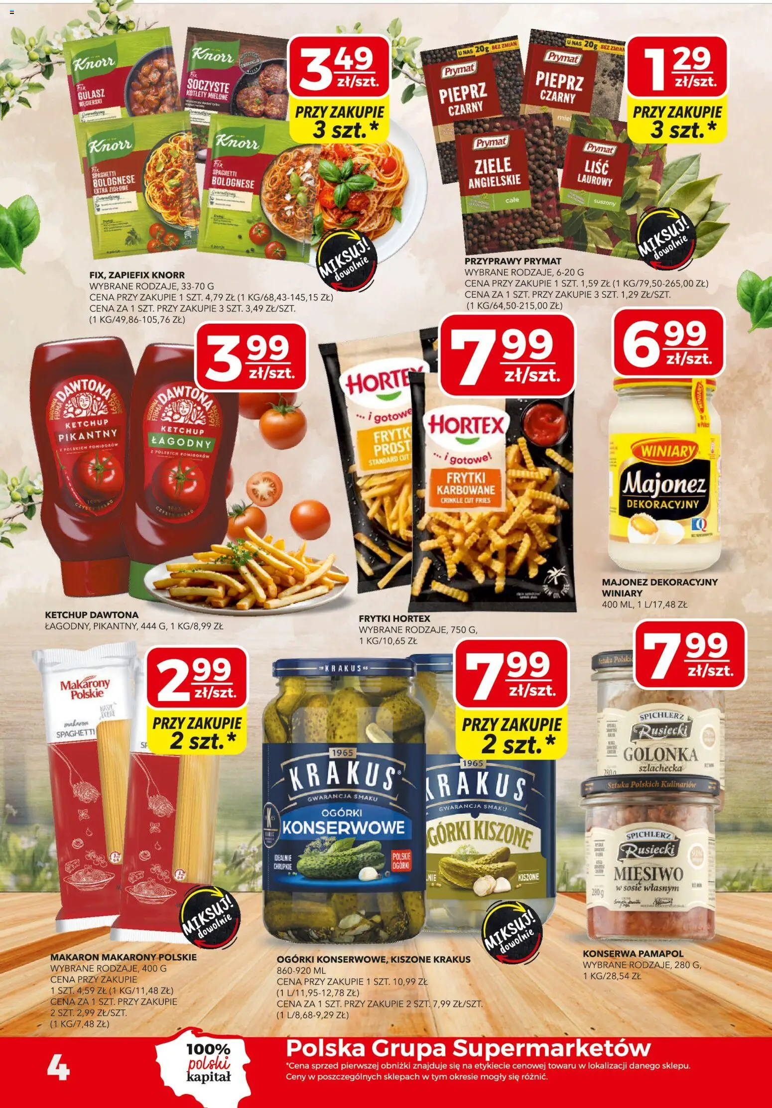 Top Market gazetka od 13.08.2026 | Strona: 4 | Produkty: Spaghetti, Spaghetti bolognese, Gulasz, Majonez