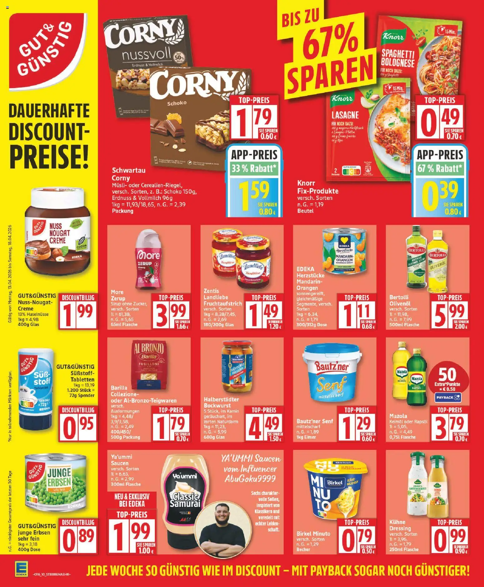 Edeka Prospekt 	 – gültig ab 13.04.2026 | Seite: 10 | Produkte: Bockwurst, Kamin, Olivenol, Orangen