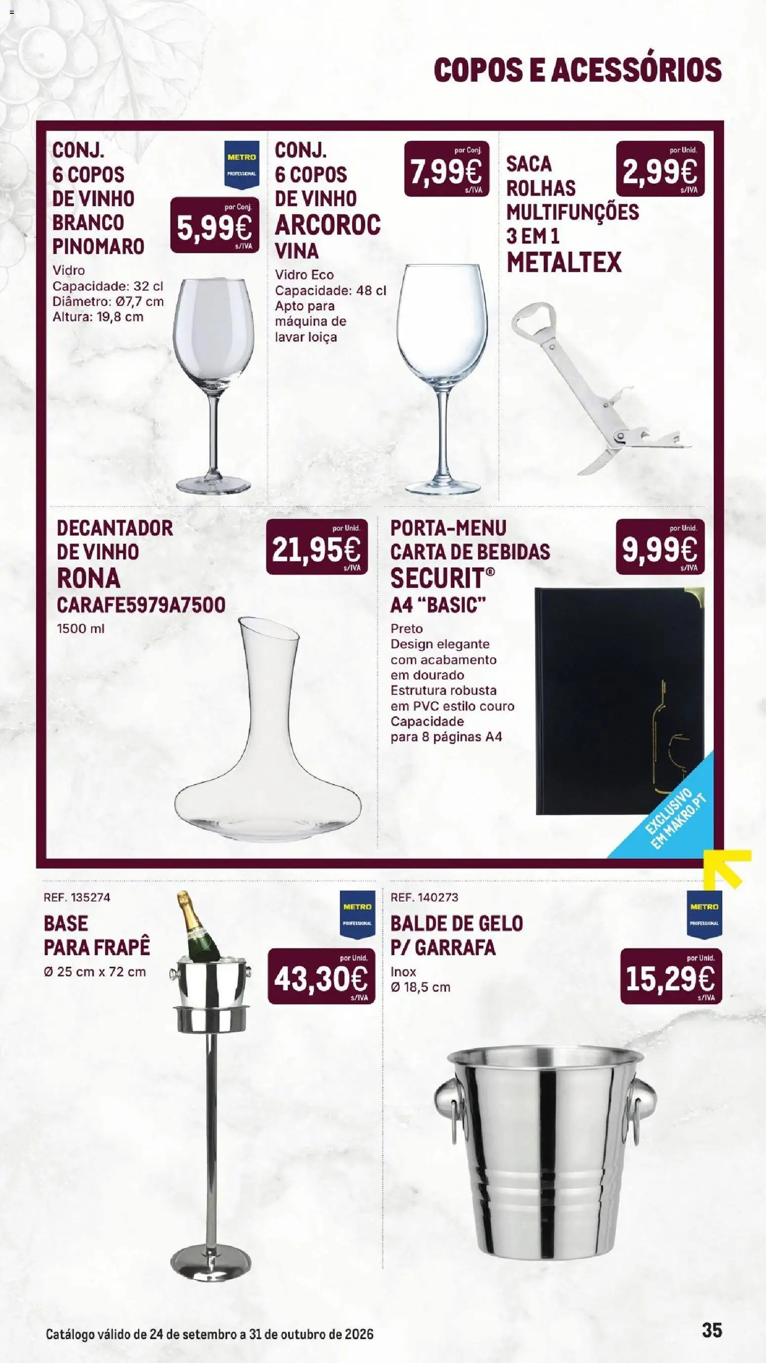 Makro Especial Vinhos │ válido de 24/09/2026 | Página: 35 | Produtos: Máquina de lavar, Máquina de lavar loiça, Gelo, Vinho