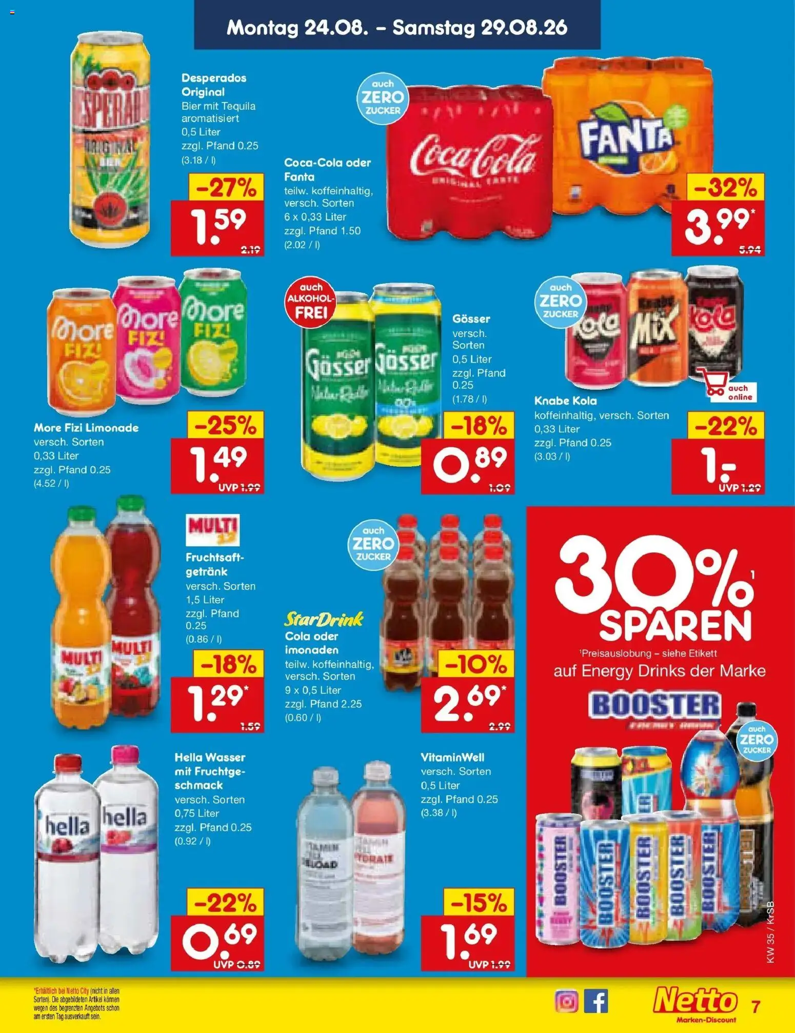 Netto Marken-Discount Prospekt Baesweiler – gültig ab 24.08.2026 | Seite: 7 | Produkte: Tequila, Zucker, Hella, Desperados