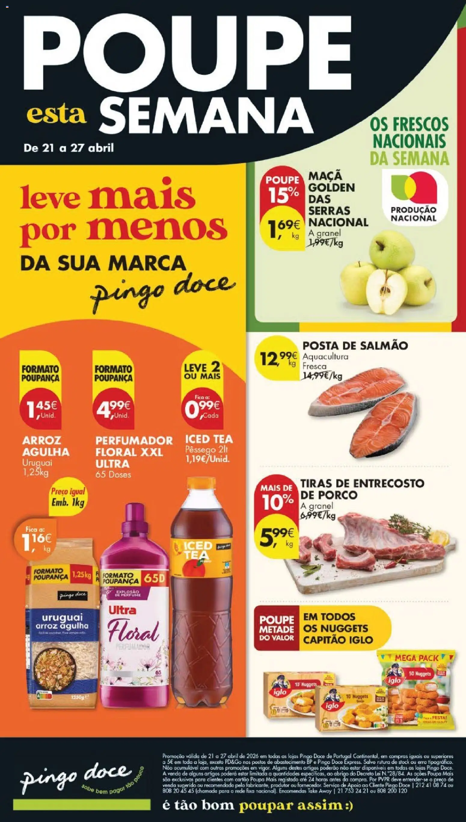 Pingo Doce folheto │ válido de 21.04.2026 | Página: 1 | Produtos: Capitão iglo, Salmão, Maça, Arroz