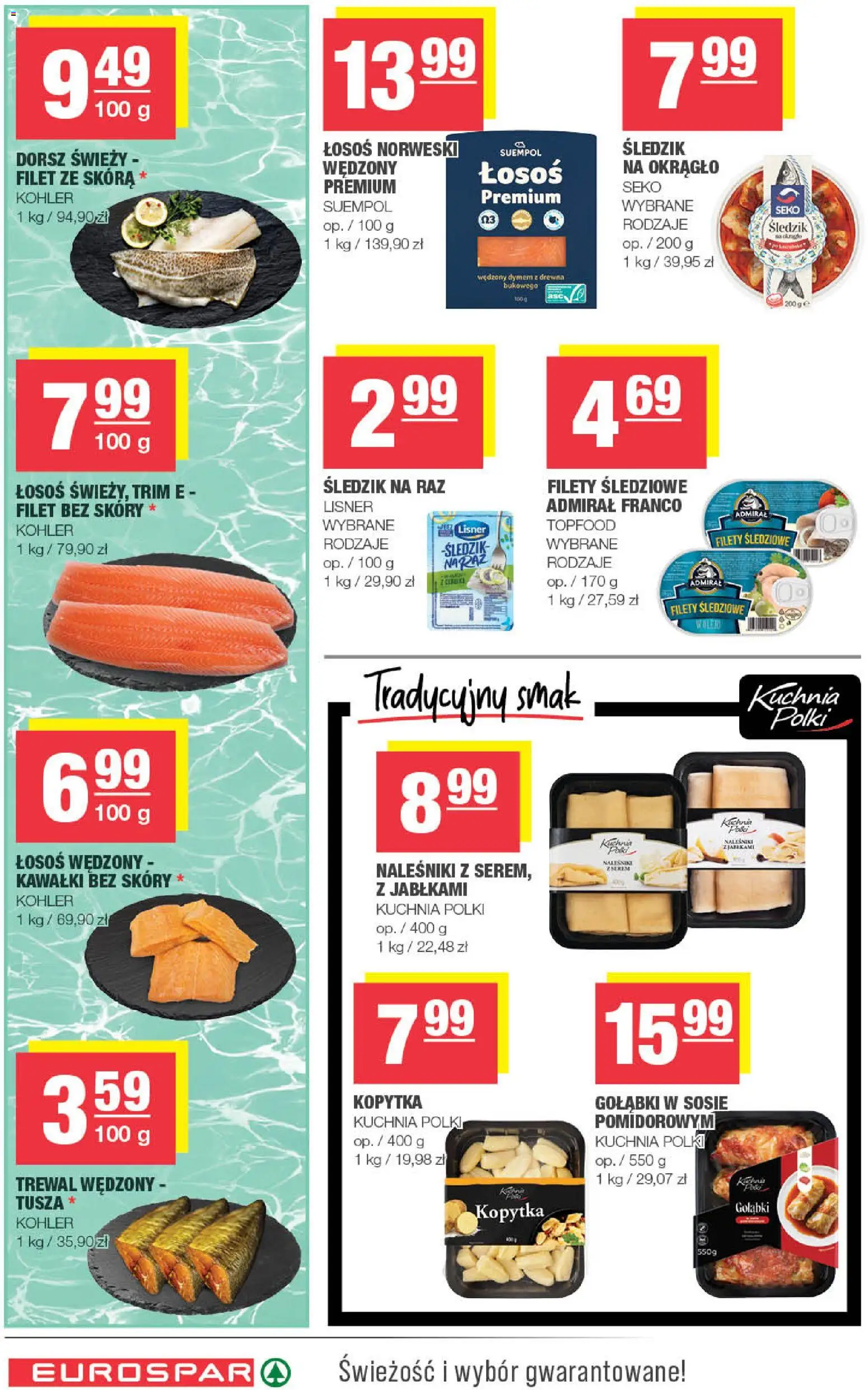 Spar gazetka - Eurospar od 23.09.2026 | Strona: 8 | Produkty: Gołąbki, Świeży łosoś, Łosoś, Trewal