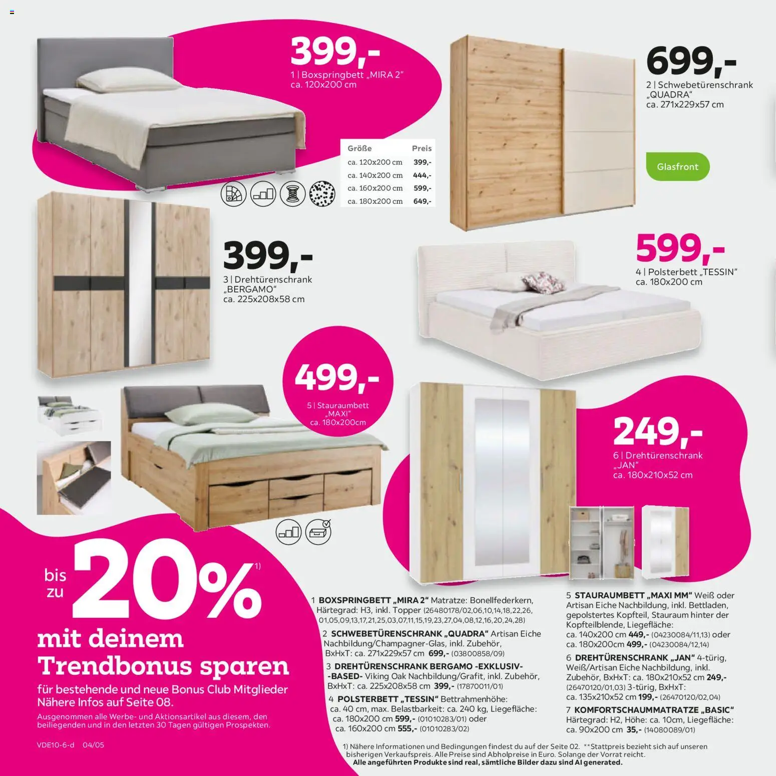 Mömax Prospekt – gültig ab 19.10.2026 | Seite: 4 | Produkte: Matratze, Schwebetürenschrank, Drehtürenschrank, Bilder
