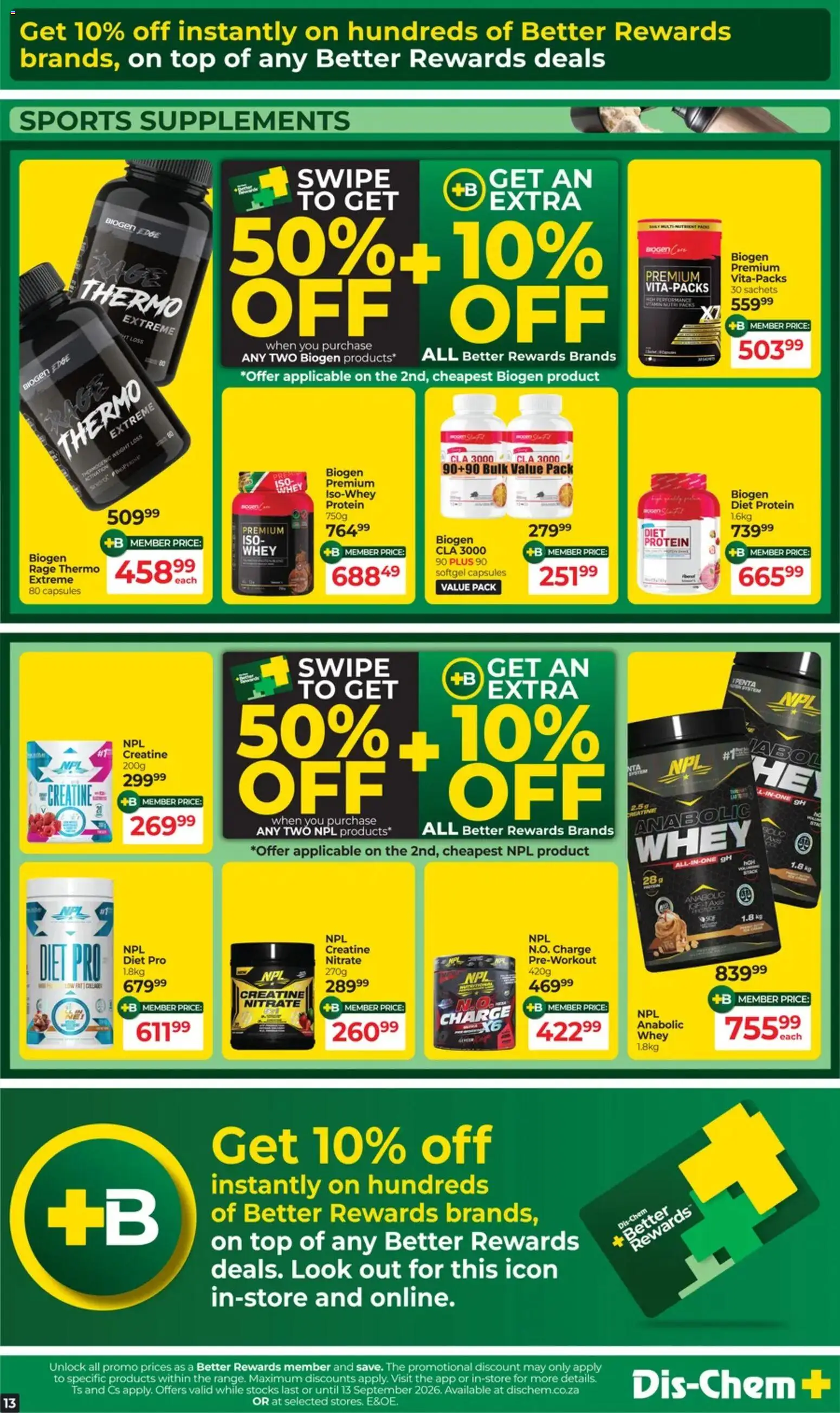 New Dis-Chem catalogue – valid from 11/08/2026 | Page: 25 | Products: Protein, Supplements