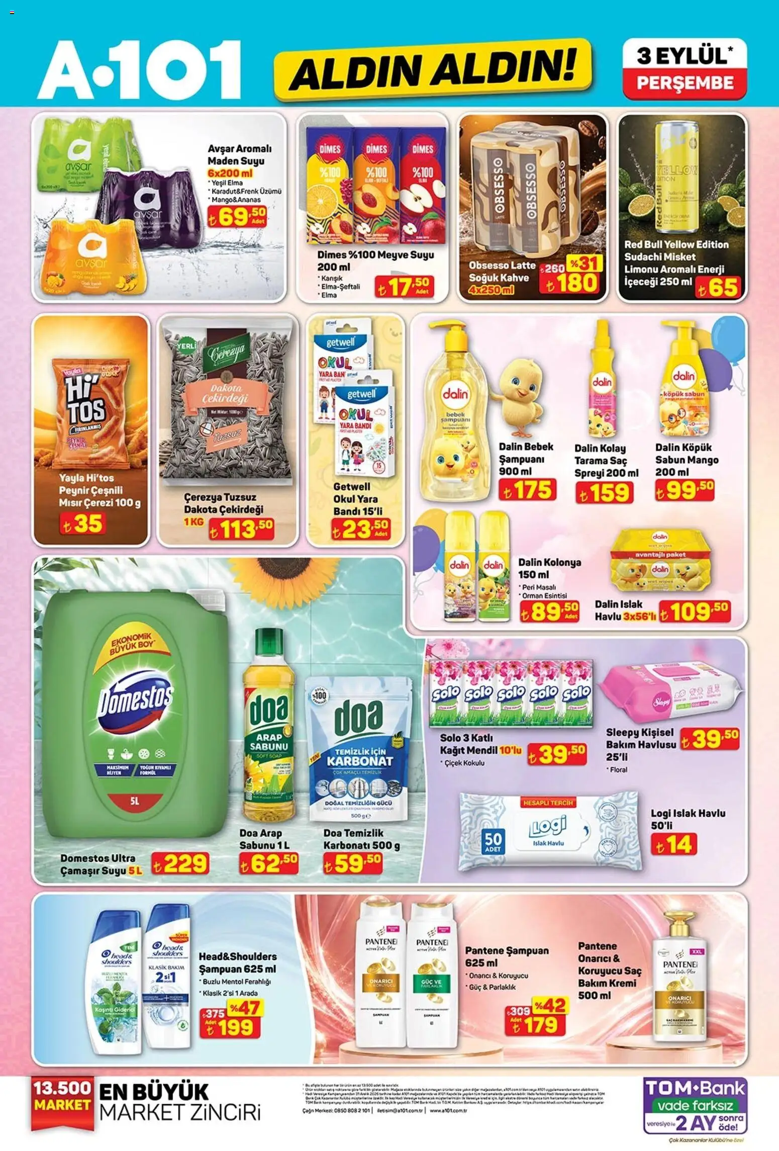A101 - Katalog Aldın Aldın - 03 Eylül 2026 tarihinden itibaren geçerlidir | Sayfa: 2 | Ürünler: Şampuan, Meyve, Mısır, Maden suyu