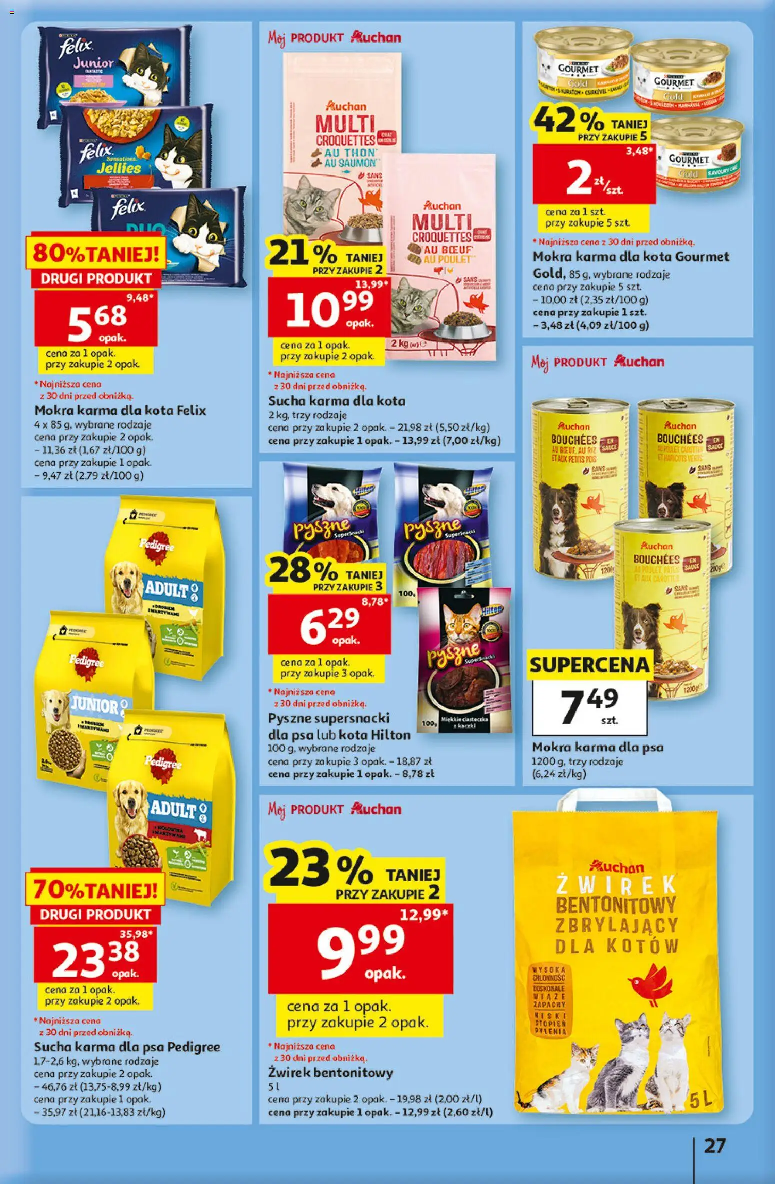 Auchan gazetka - 30 Lat Hipermarket od 07.05.2026 | Strona: 27 | Produkty: Pedigree, Karma dla psa pedigree, Karma dla kota, Sucha karma dla psa