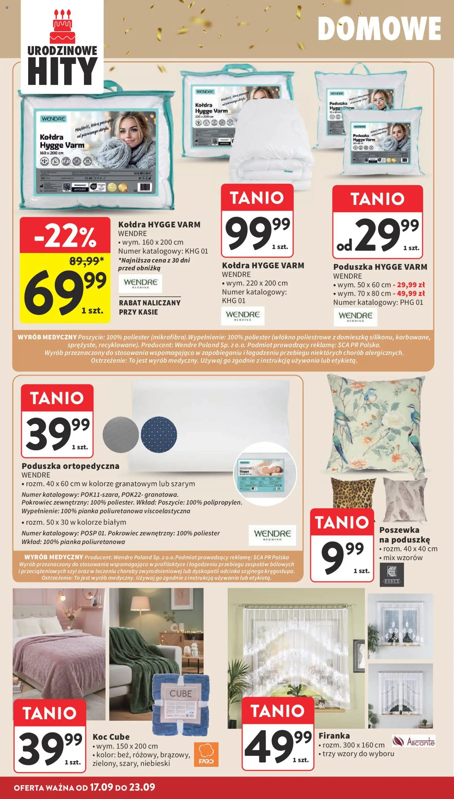 Intermarche gazetka od 17.09.2026 | Strona: 44 | Produkty: Poduszka, Koc, Poduszka ortopedyczna, Kołdra