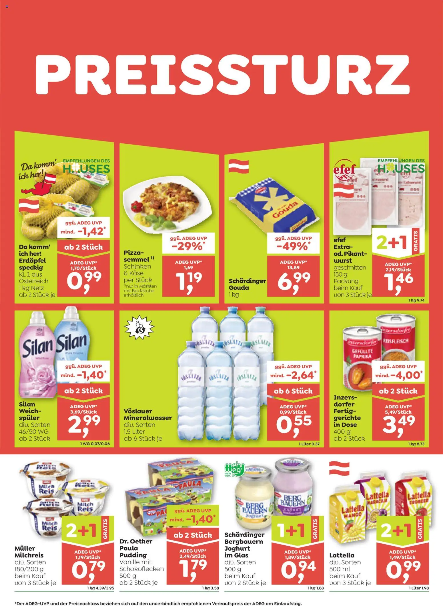 ADEG Flugblatt gültig ab 17.09.2026 | Seite: 2 | Produkte: Vanille, Mineralwasser, Schinken, Pizza