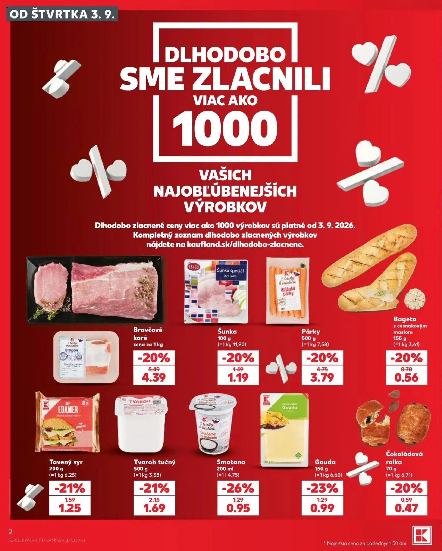 Nové Kaufland akcie – leták je platný od 24.09.2026 | Strana: 2 | Produkty: Smotana, Gouda, Tvaroh, Tvaroh tučný