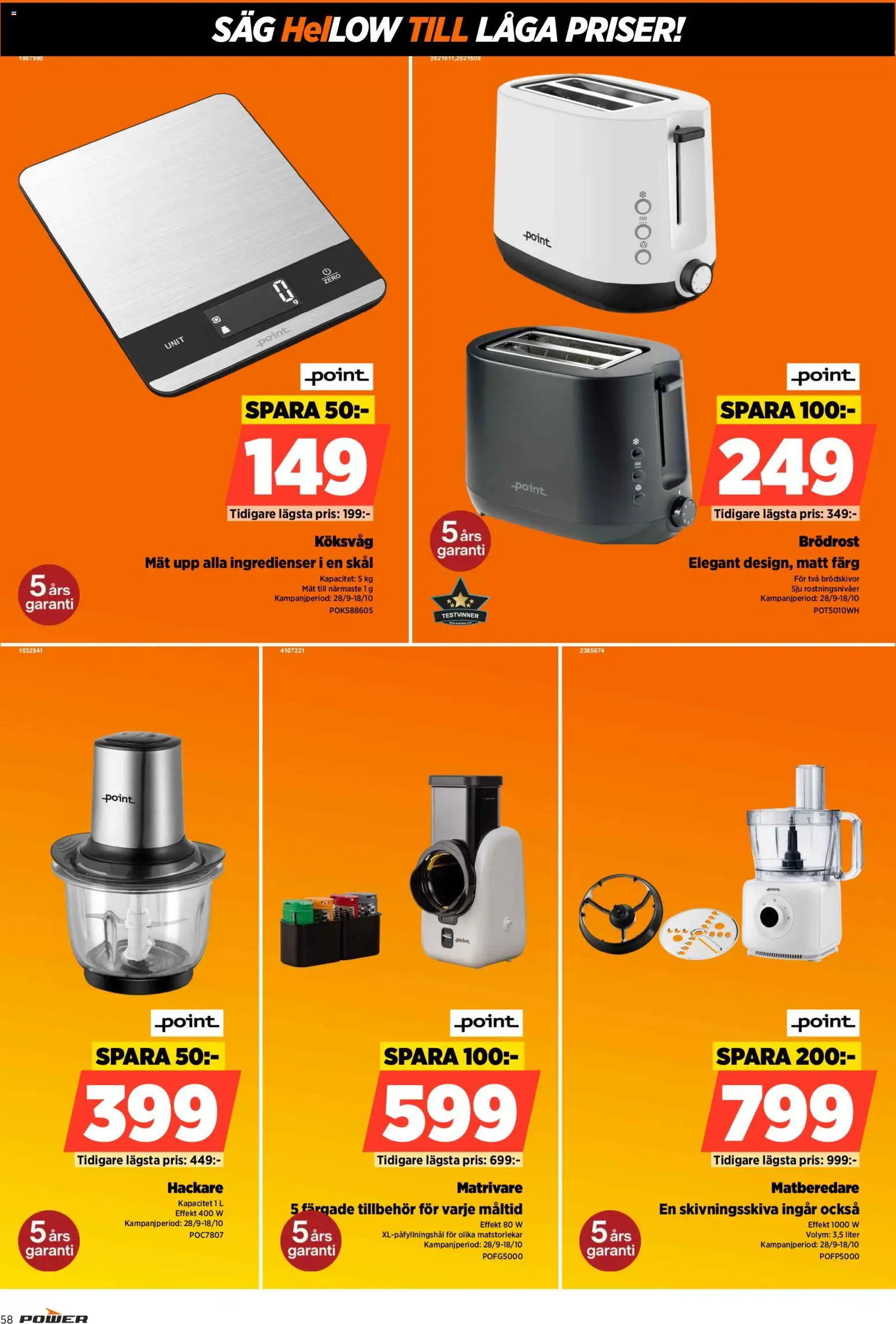 Power reklamblad aktuell från 28/09/2026 | Sida: 58 | Produkter: Brödrost, Såg, Köksvåg, Tillbehör