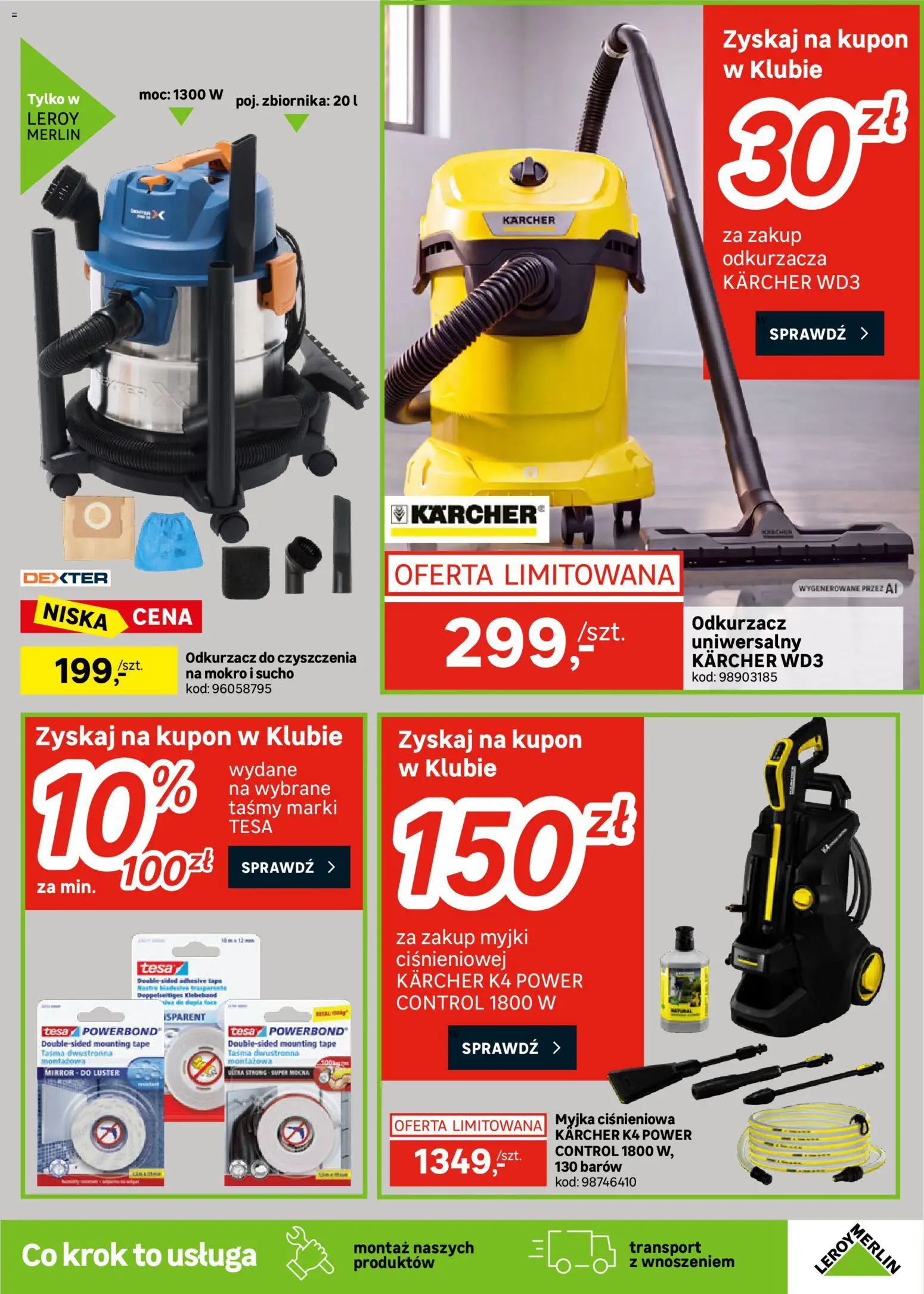 Leroy Merlin gazetka od 30.09.2026 | Strona: 37 | Produkty: Myjka ciśnieniowa, Odkurzacz