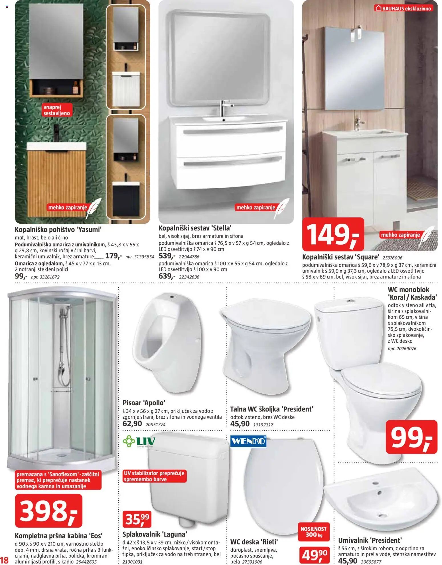 Novi Bauhaus katalog ponudbe – veljaven od 03.06.2026 | Stran: 18 | Izdelki: WC školjka, WC deska, Umivalnik, Omarica