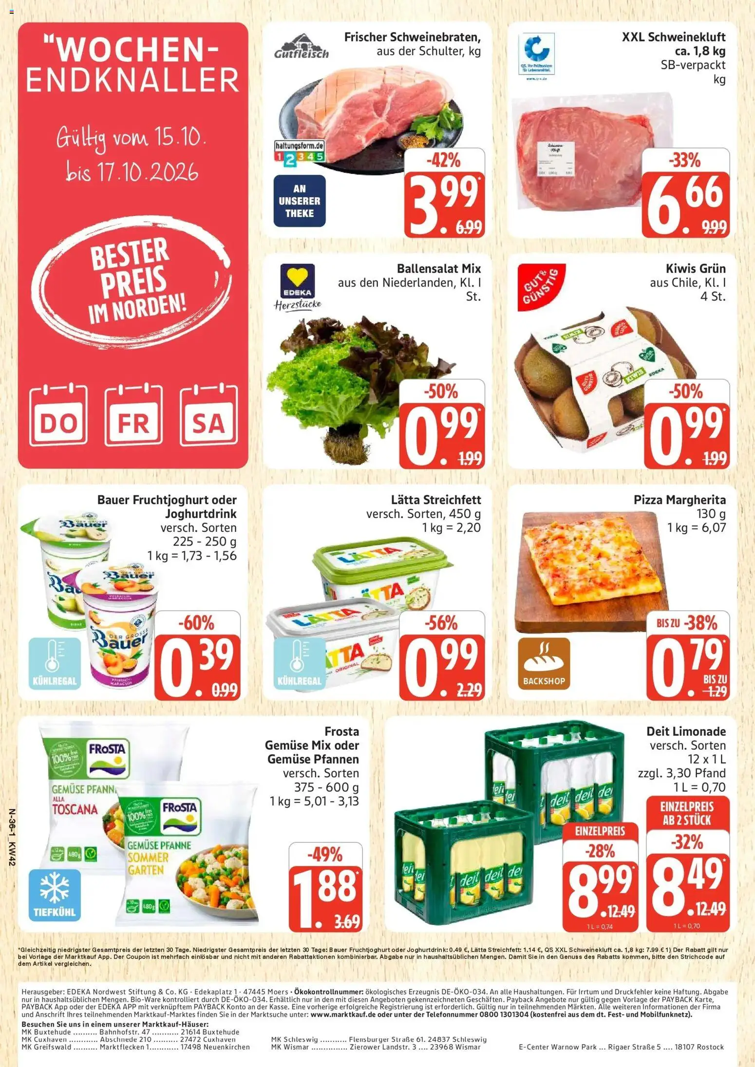 Marktkauf Prospekt Cuxhaven (ab 12.10.2026) » Angebote online | Seite: 36 | Produkte: Fruchtjoghurt, Frosta, Flensburger, Gemüse