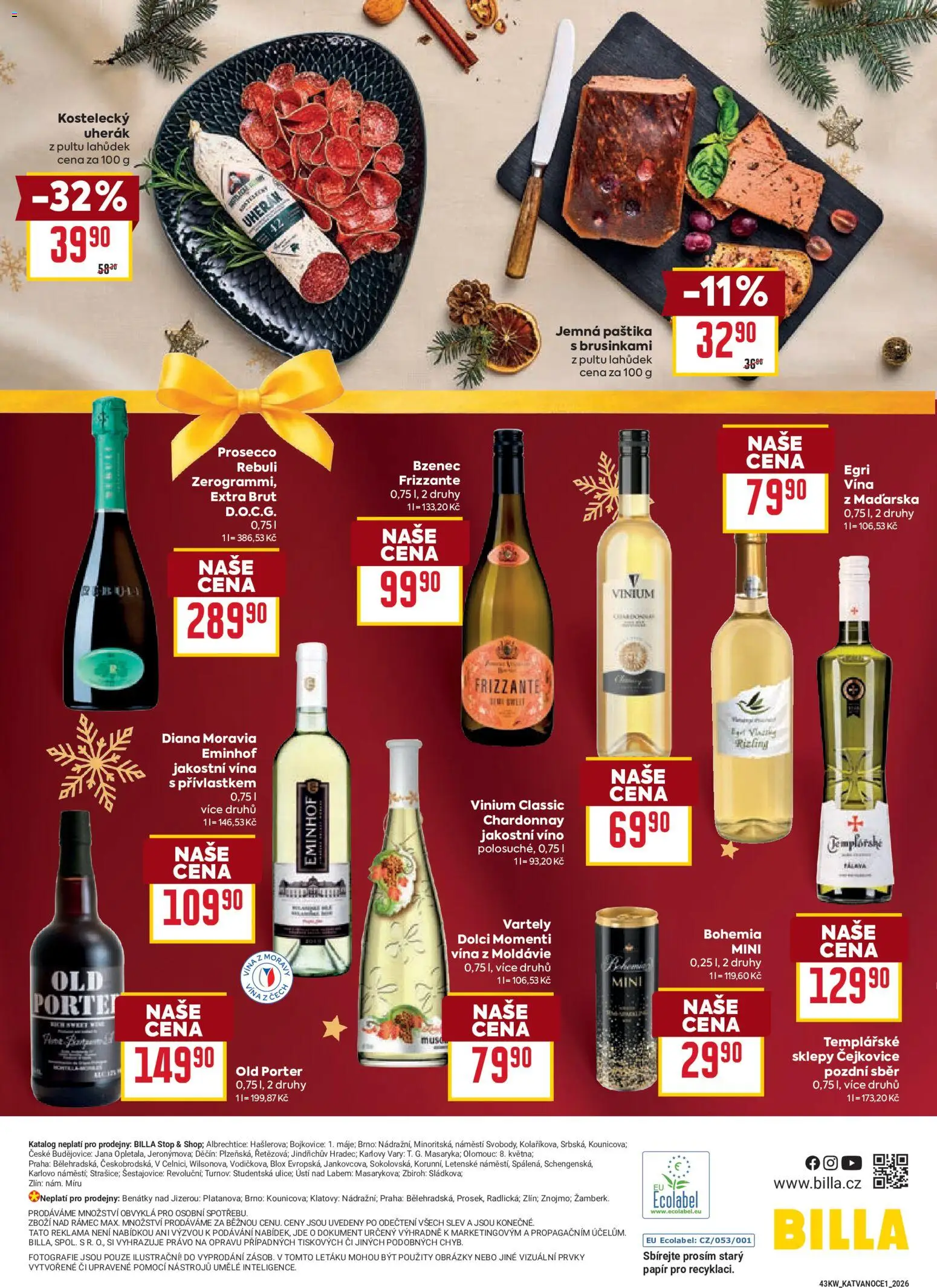 Billa leták - Vánoce od 21.10.2026 | Strana: 30 | Produkty: Uherák, Prosecco, Víno, Frizzante