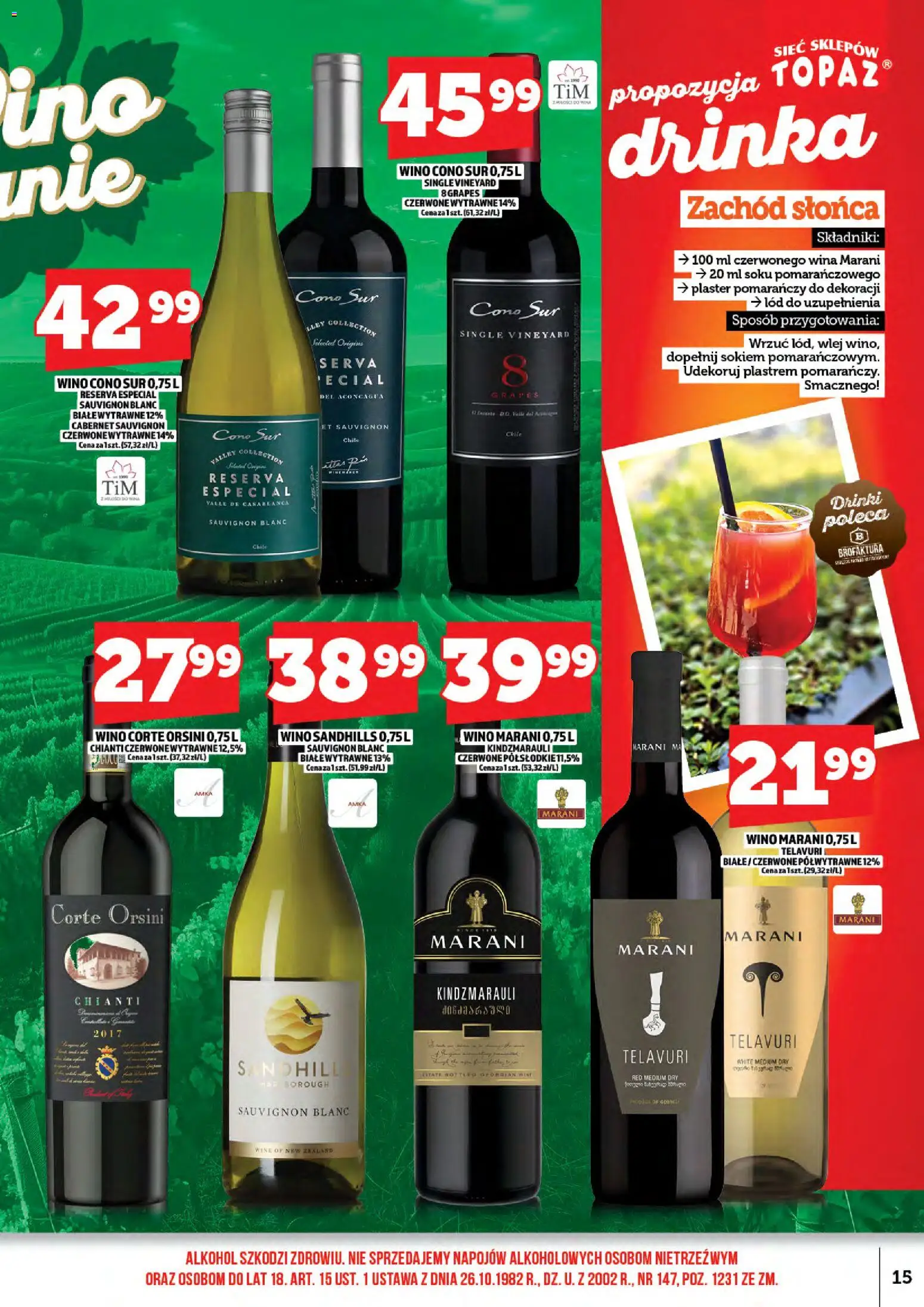 Topaz gazetka alkoholowa od 15.05.2026 | Strona: 17 | Produkty: Wino, Alkohol