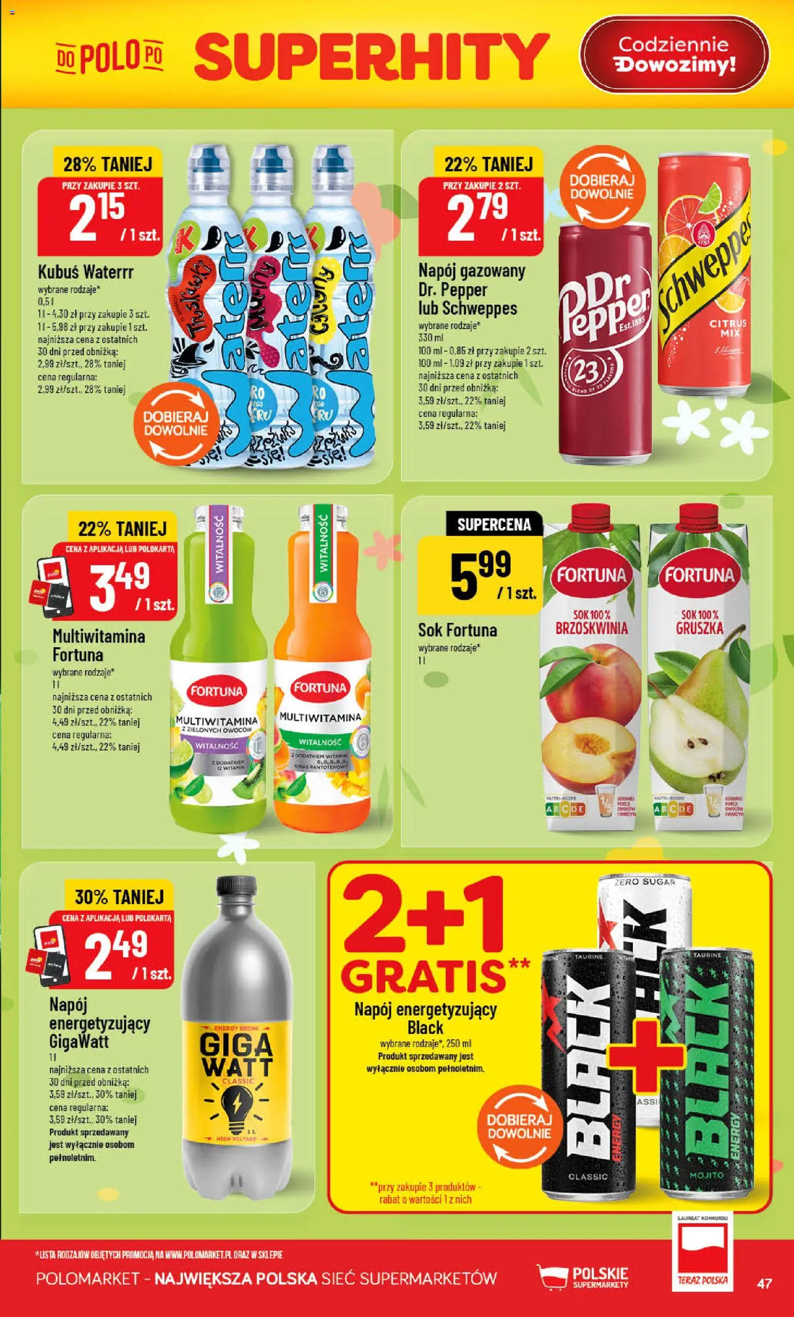 POLOmarket gazetka od 10.06.2026 | Strona: 47 | Produkty: Brzoskwinia, Gruszka, Sok