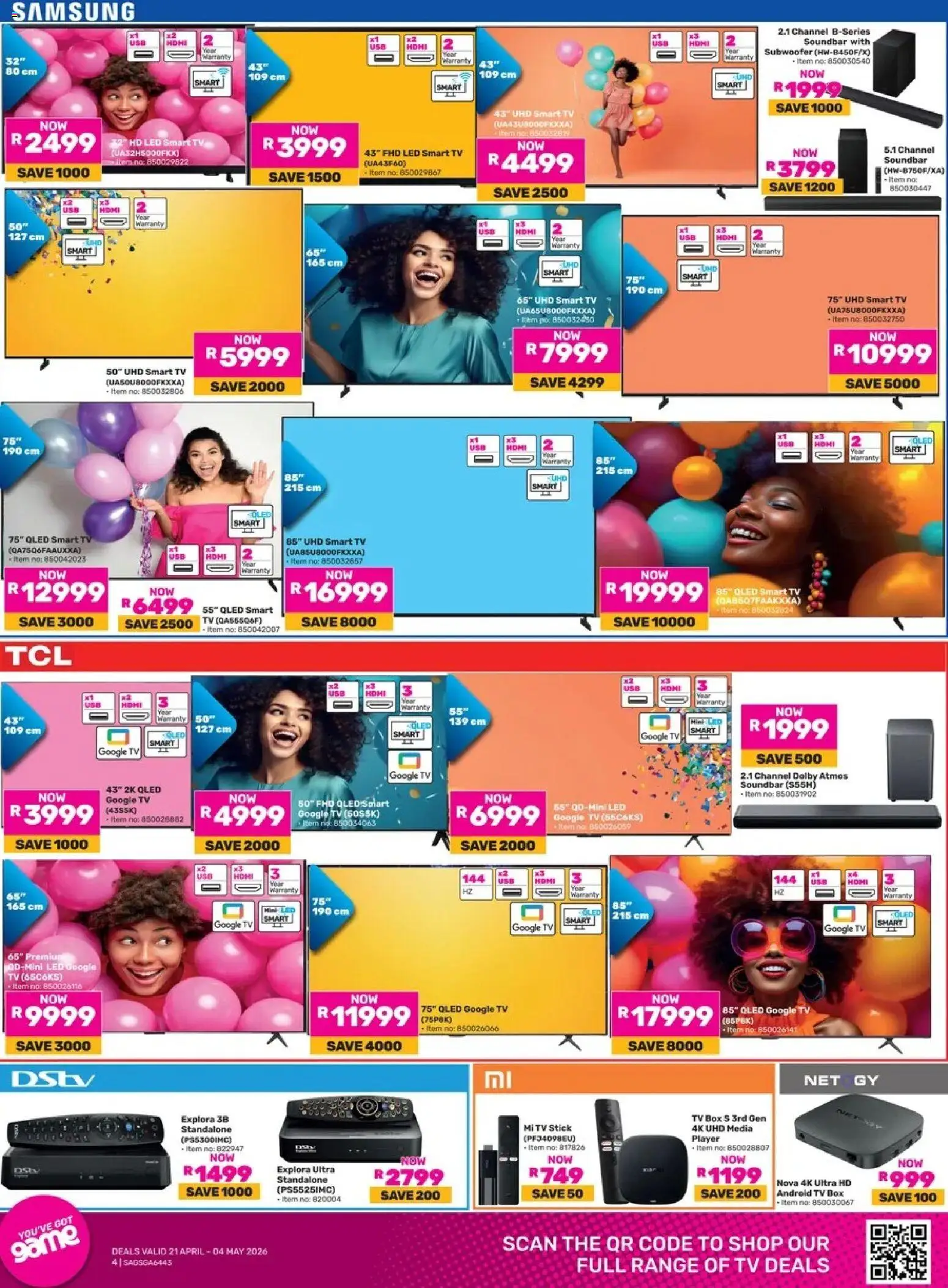 New Game catalogue – valid from 21.04.2026 | Page: 4 | Products: Player, TV, Box, Subwoofer