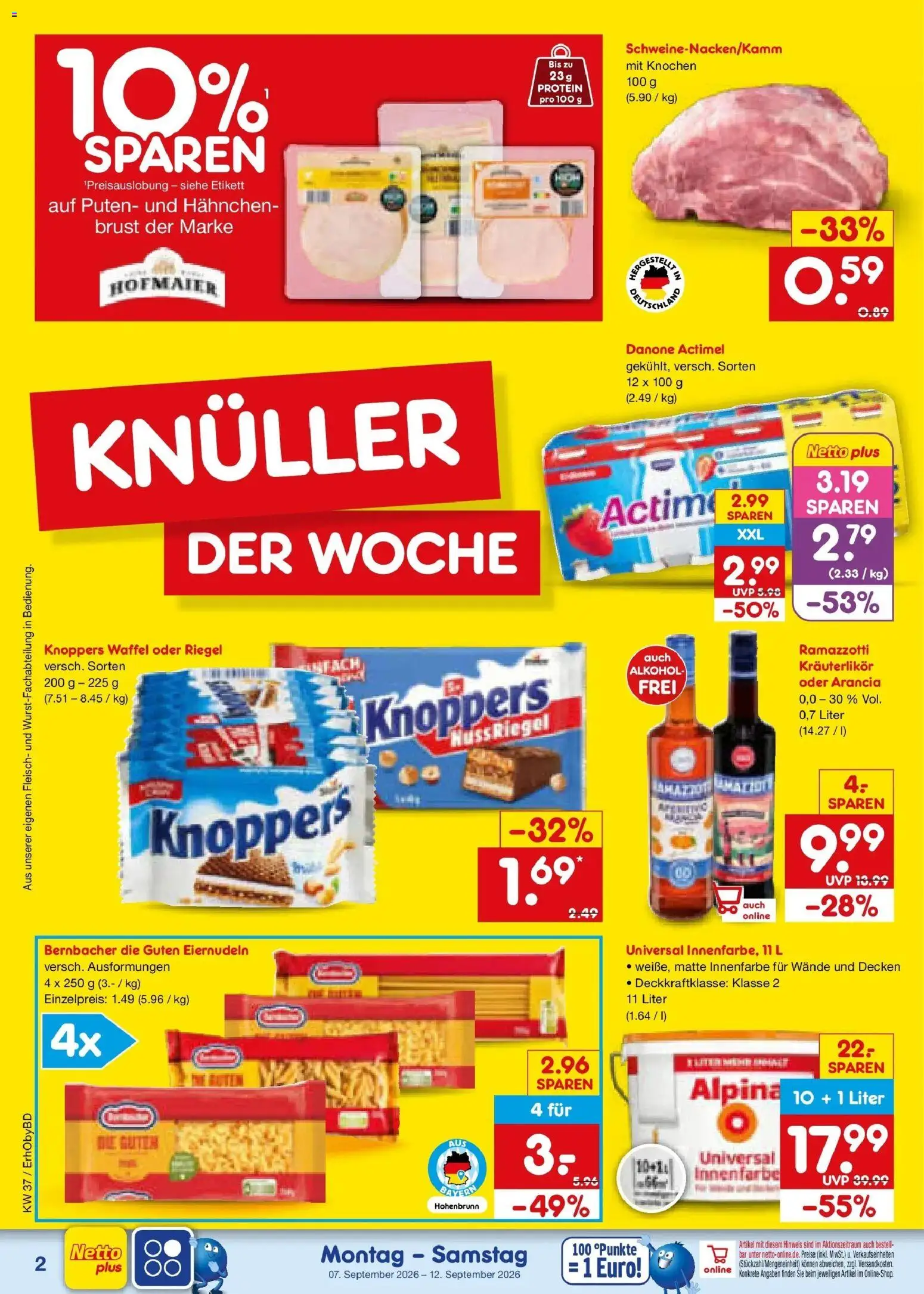 Netto Marken-Discount Prospekt Ergolding – gültig ab 07.09.2026 | Seite: 4 | Produkte: Hahnchen, Alkohol, Knoppers, Fleisch