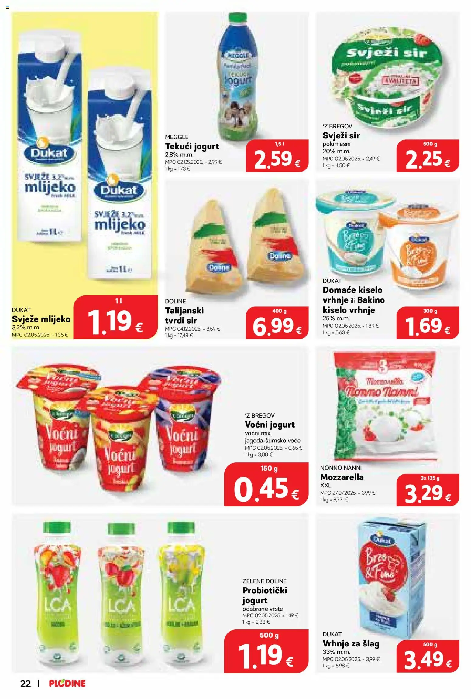 Plodine katalog | vrijedi od 09.09.2026 | Stranica: 22 | Proizvodi: Tekuci jogurt, Jogurt, Kiselo vrhnje, Voće