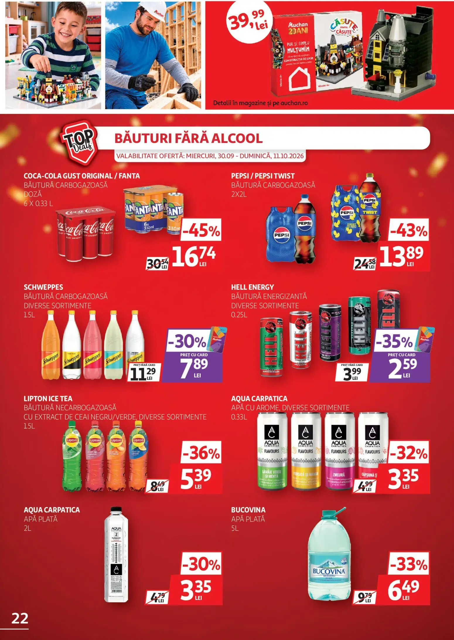 Noul catalog Auchan – valabil de la 30.09.2026 | Pagină: 22 | Produse: Zmeură, Fanta, Ceai, Ice tea