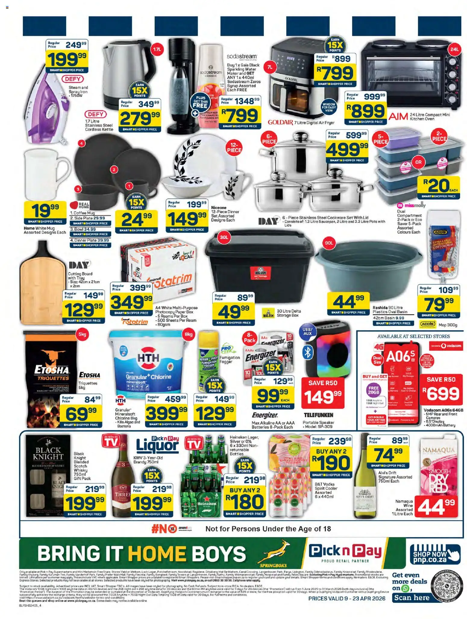 New Pick n Pay catalogue – valid from 09.04.2026 | Page: 4 | Products: Battery, Cooler, Pots, Stock
