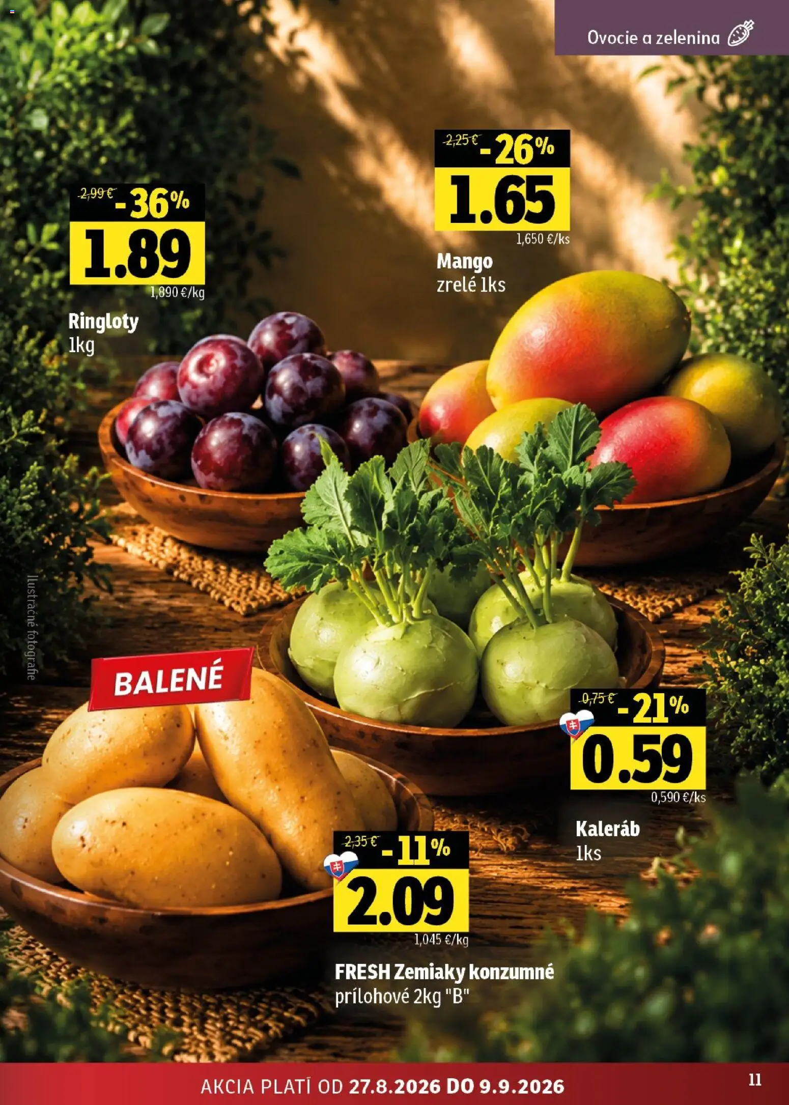 Nové Fresh akcie – leták je platný od 27.08.2026 | Strana: 11 | Produkty: Zelenina, Zemiaky, Mango, Ovocie