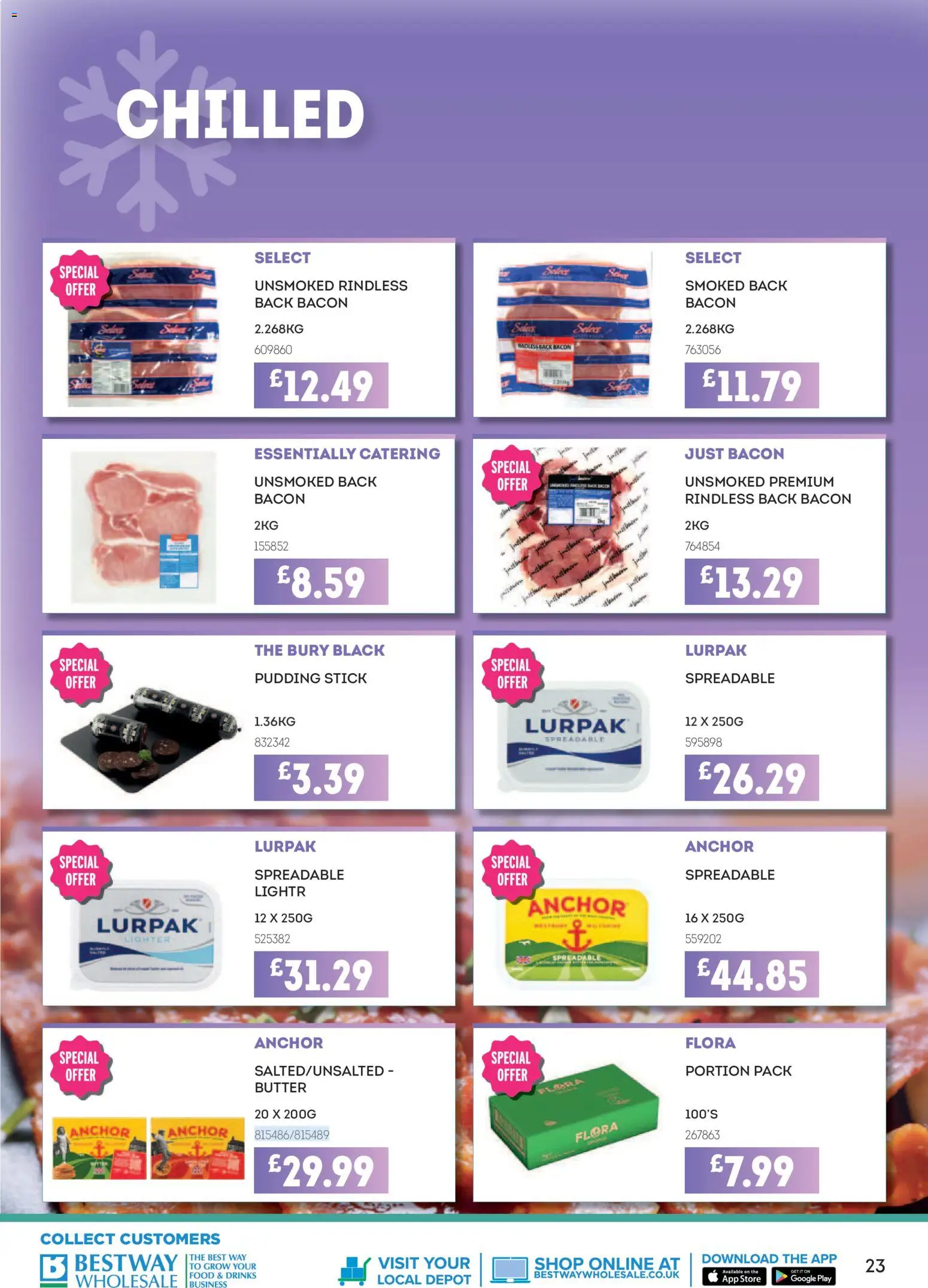 {H1} | Page: 23 | Products: Butter, Drinks, Bacon, Pudding