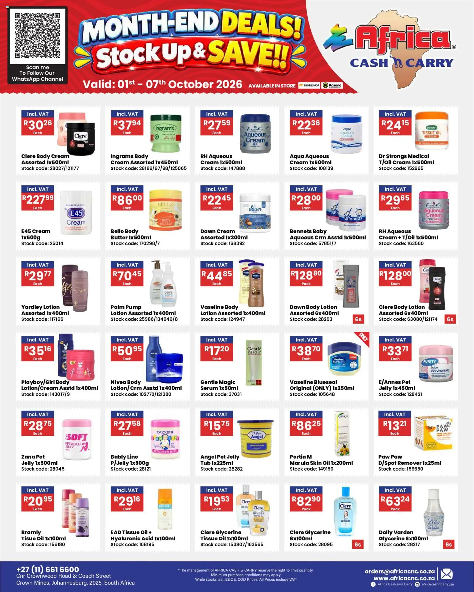 New Africa Cash & Carry catalogue – valid from 01/10/2026 | Page: 5 | Products: Serum, Cream, Body cream, Lotion