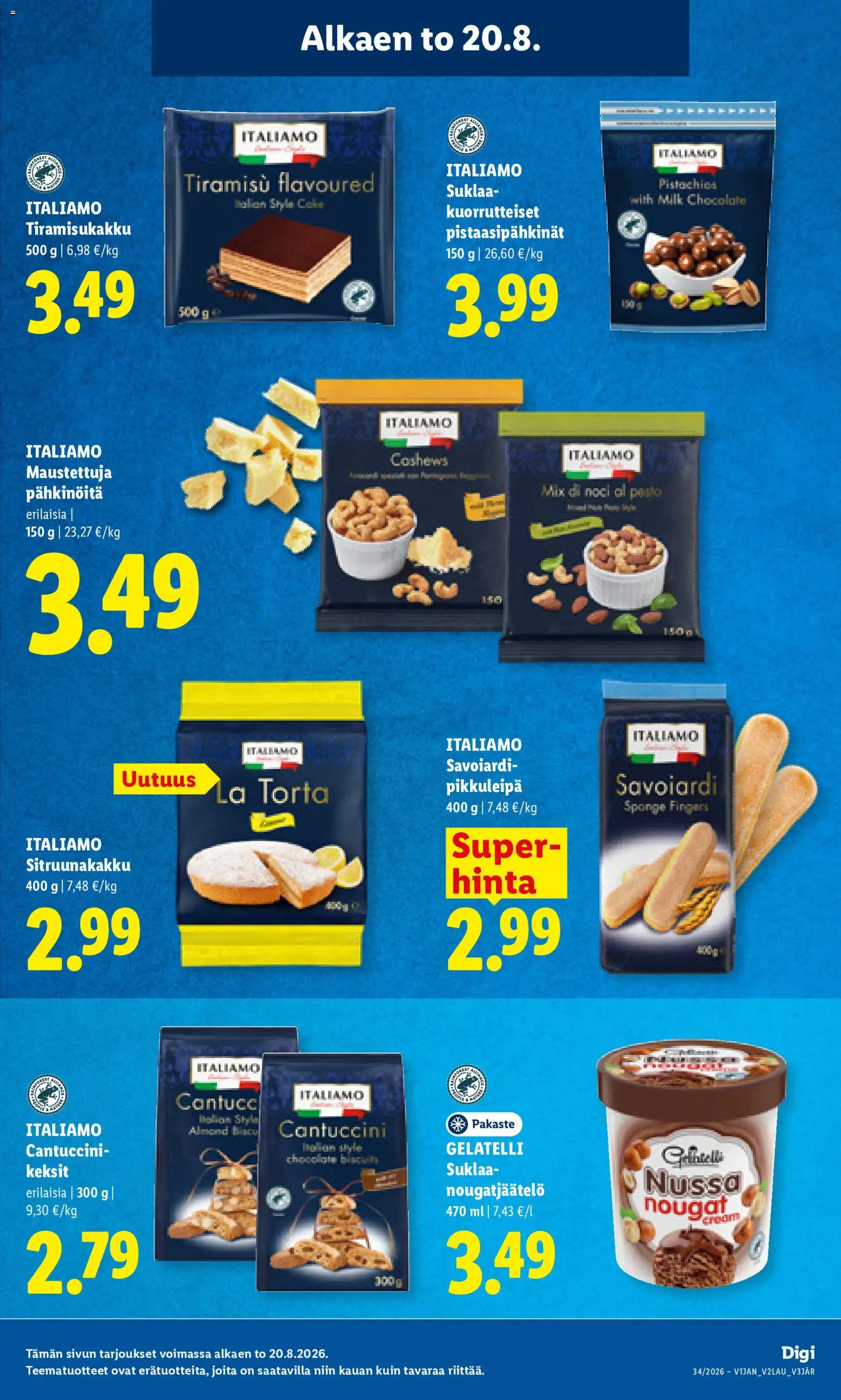 Lidl tarjoukset - Tampere – voimassa 20/08/2026 alkaen | Sivu: 11 | Tuotteet: Parmigiano Reggiano, Suklaa, Pesto, Keksit