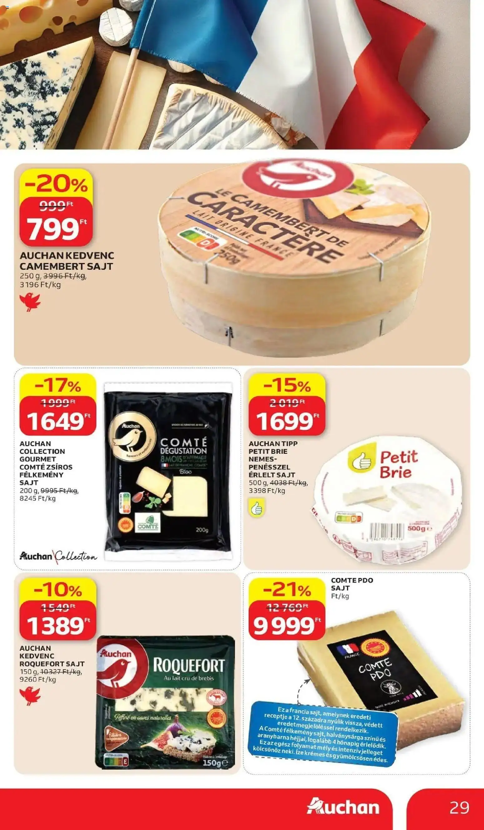 Auchan akciós újság Szolnok - 2026.10.15. -tól/töl > akció, lapozható szórólap 🛍️ | Oldal: 29 | Termékek: Gourmet, Brie, Sajt, Camembert
