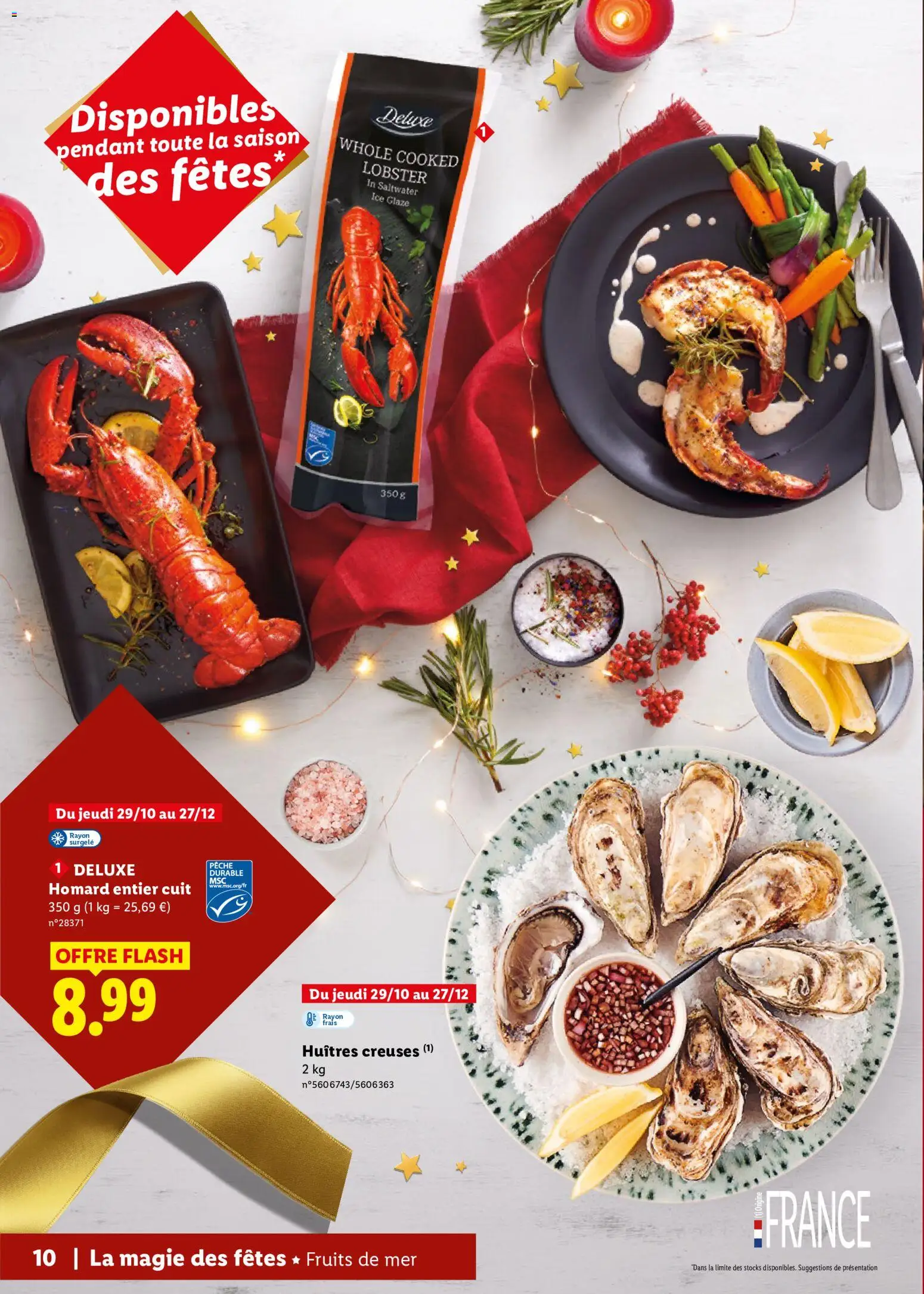 {H1} | Page: 10 | Produits: Pêche, Huitres creuses, Fruits, Homard