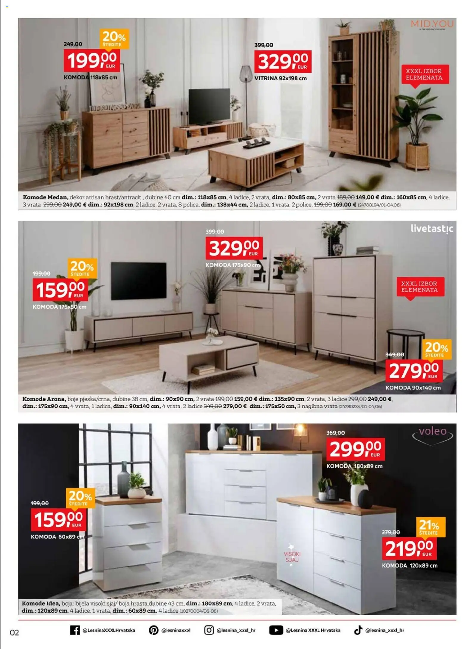 Lesnina katalog | vrijedi od 01.08.2026 | Stranica: 2 | Proizvodi: Komoda, Vitrina, Vrata, Ladice