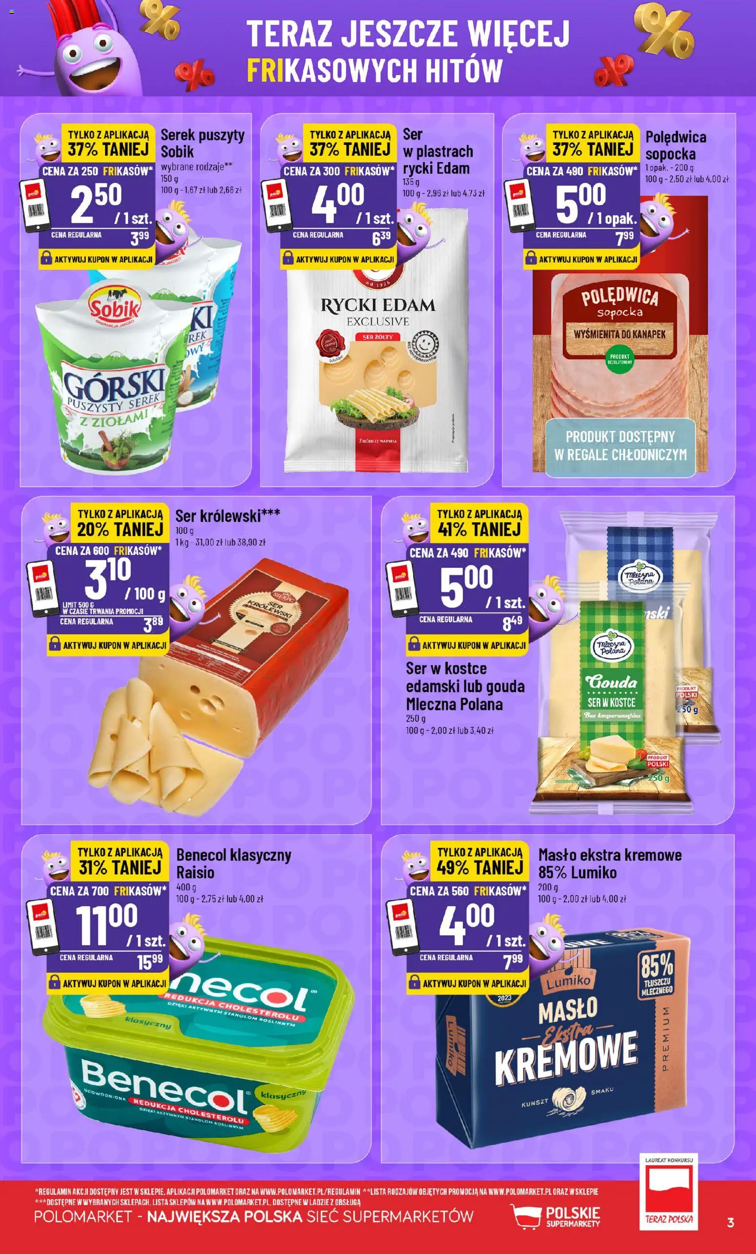 Nowa POLOmarket gazetka od jutra 09.09.2026 | Strona: 3 | Produkty: Ser żółty, Serek, Masło, Ser